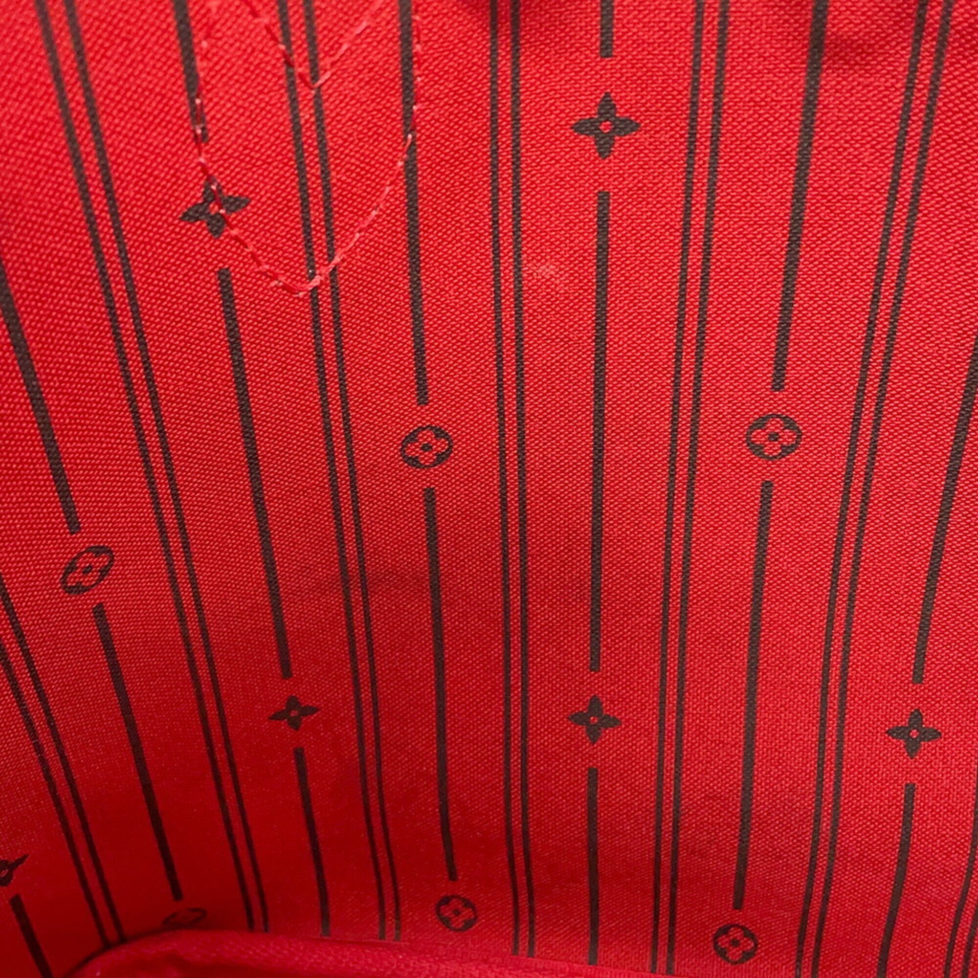 Louis Vuitton Damier Damier Canvas Ebene Red Color Handbag Tote Bag (Pre-Owned)