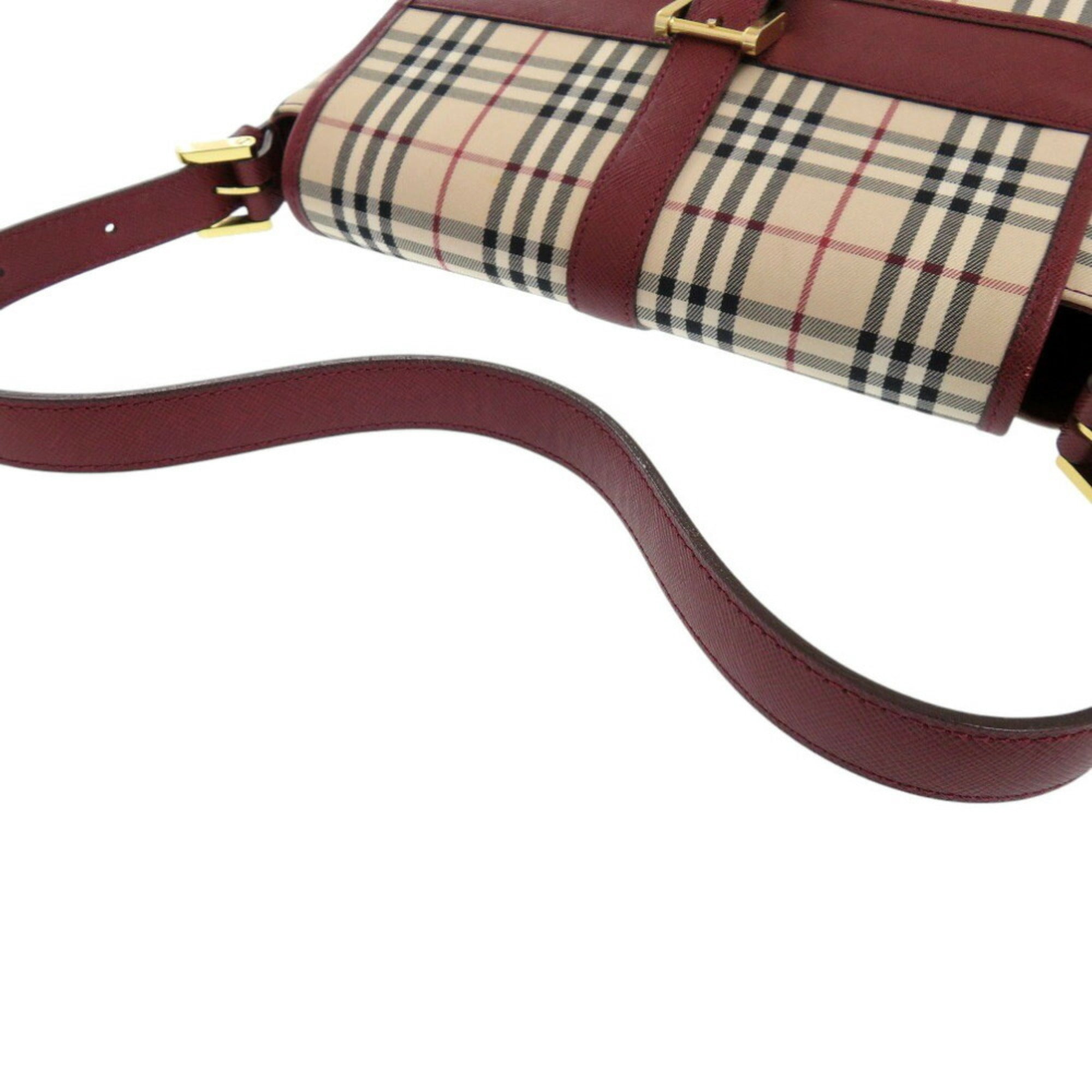 Burberry Beige Canvas Leather Handbag Shoulder Bag (Pre-Owned)