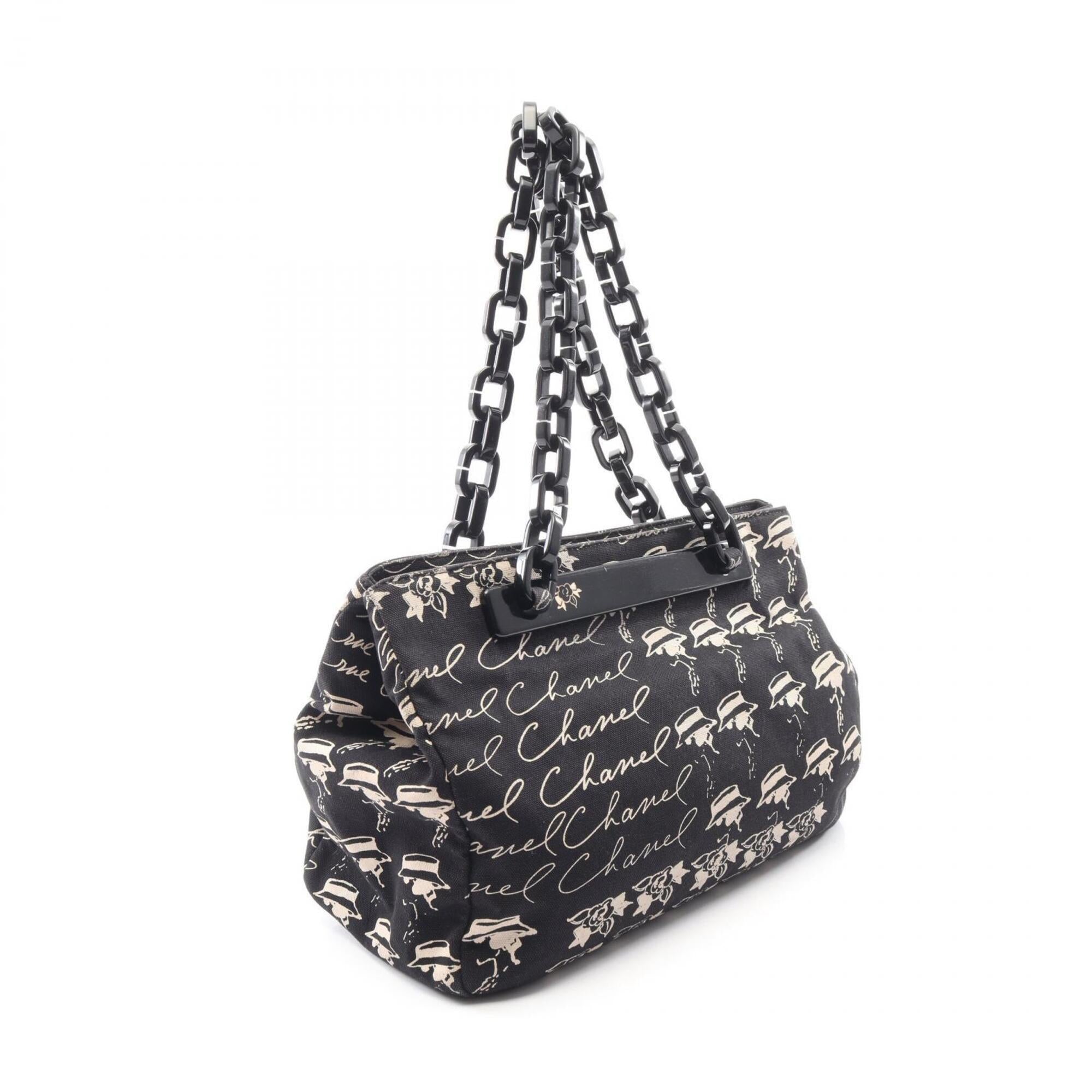 Chanel Black Canvas Handbag Tote Bag (Pre-Owned)