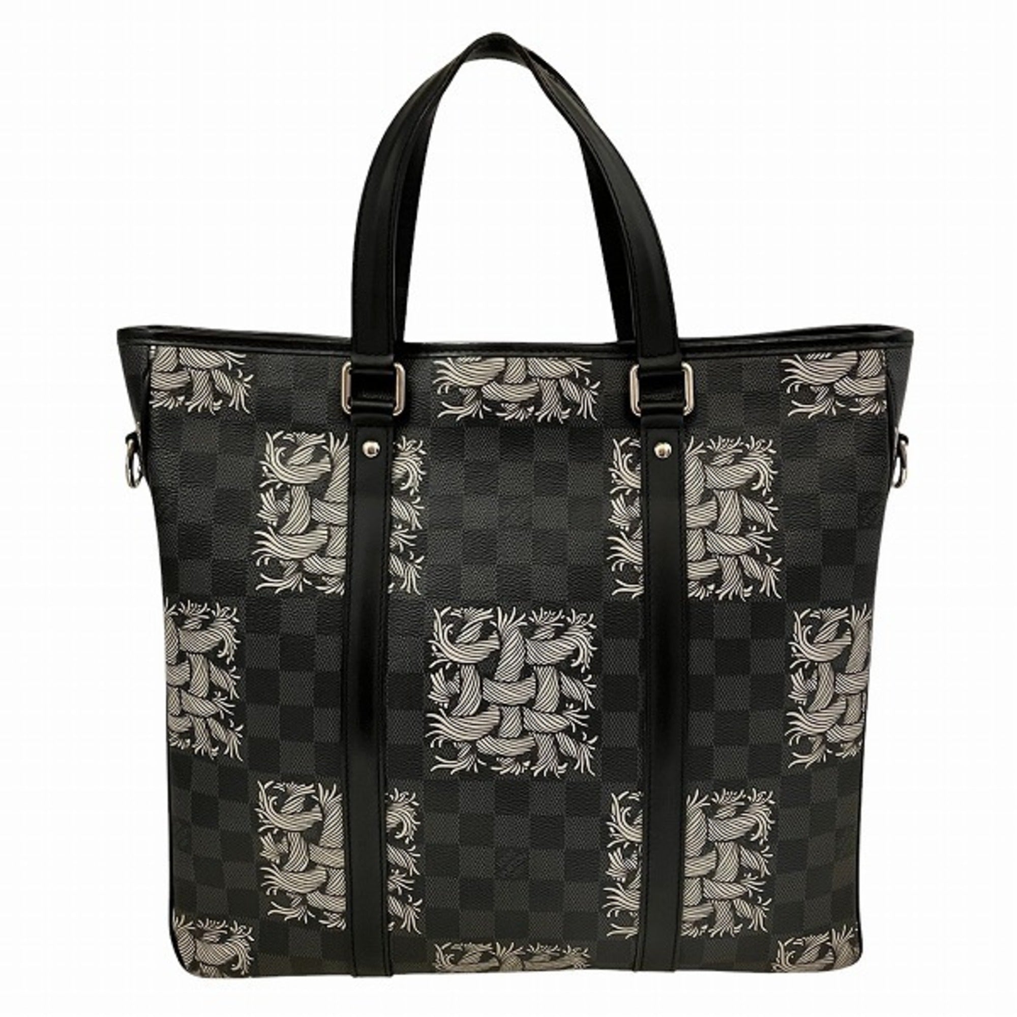 Louis Vuitton Black Gray White Handbag Tote Bag (Pre-Owned)