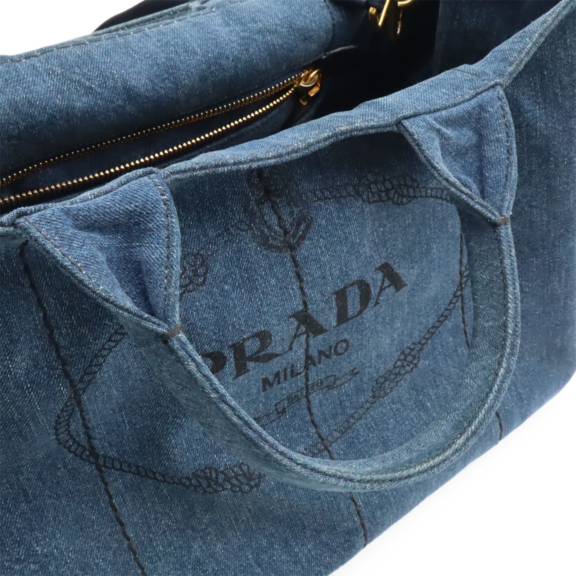 Prada Blue Denim Handbag Shoulder Bag Tote Bag (Pre-Owned)