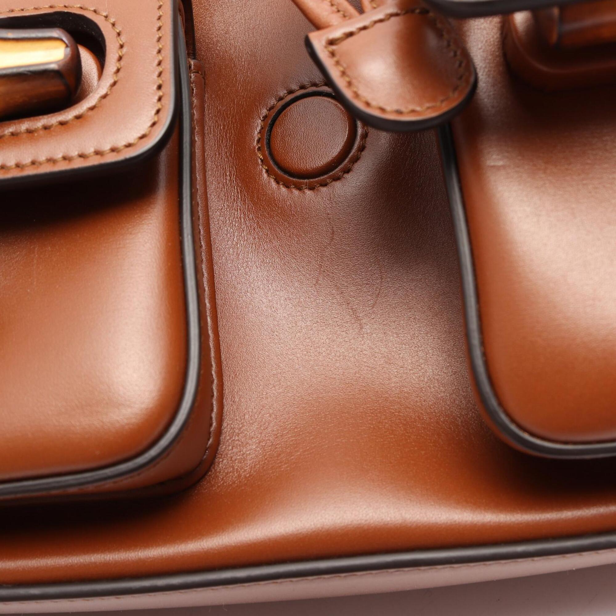 Gucci Brown Leather Backpack Handbag (Pre-Owned)