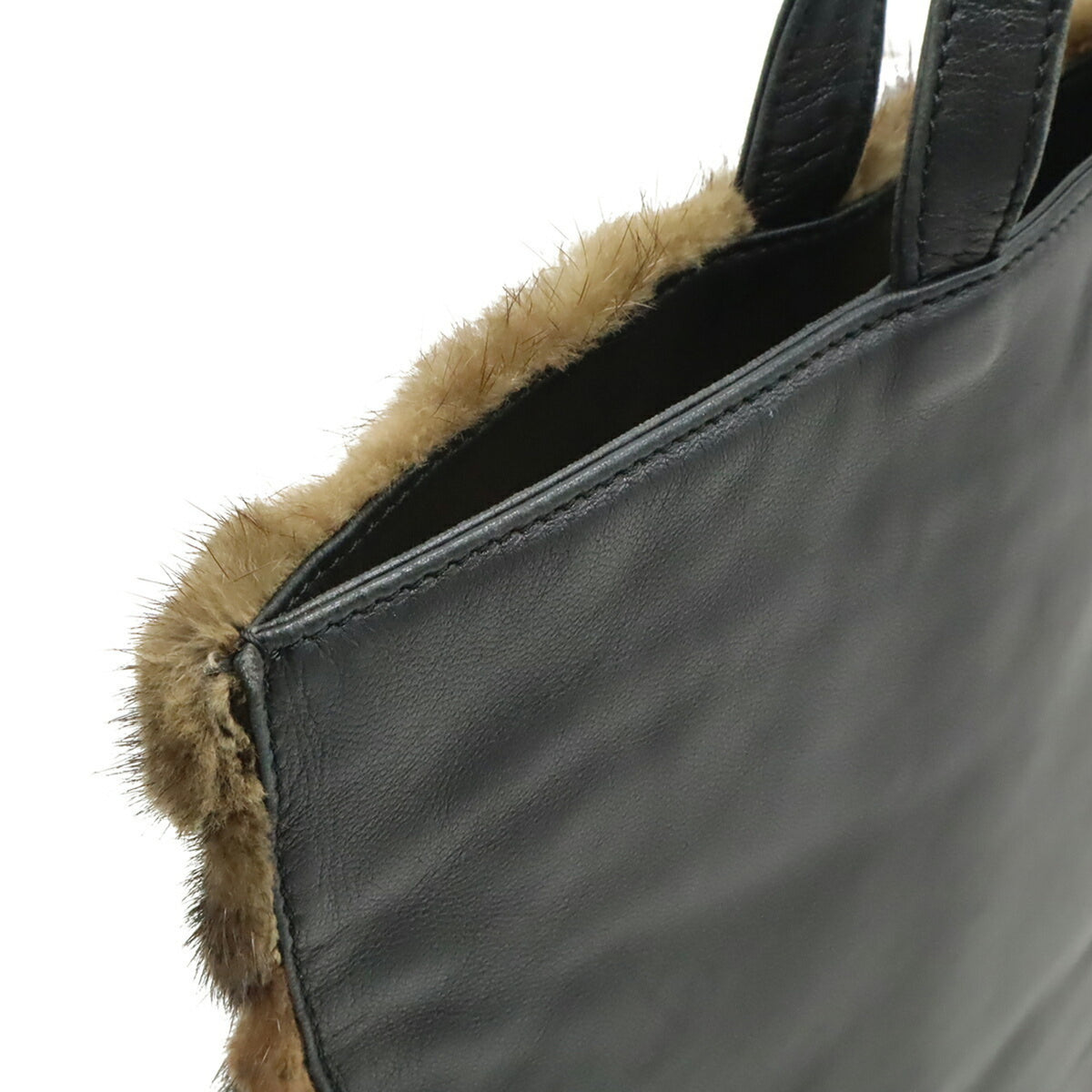 Loewe Black Dark Brown Fur Handbag Tote Bag (Pre-Owned)