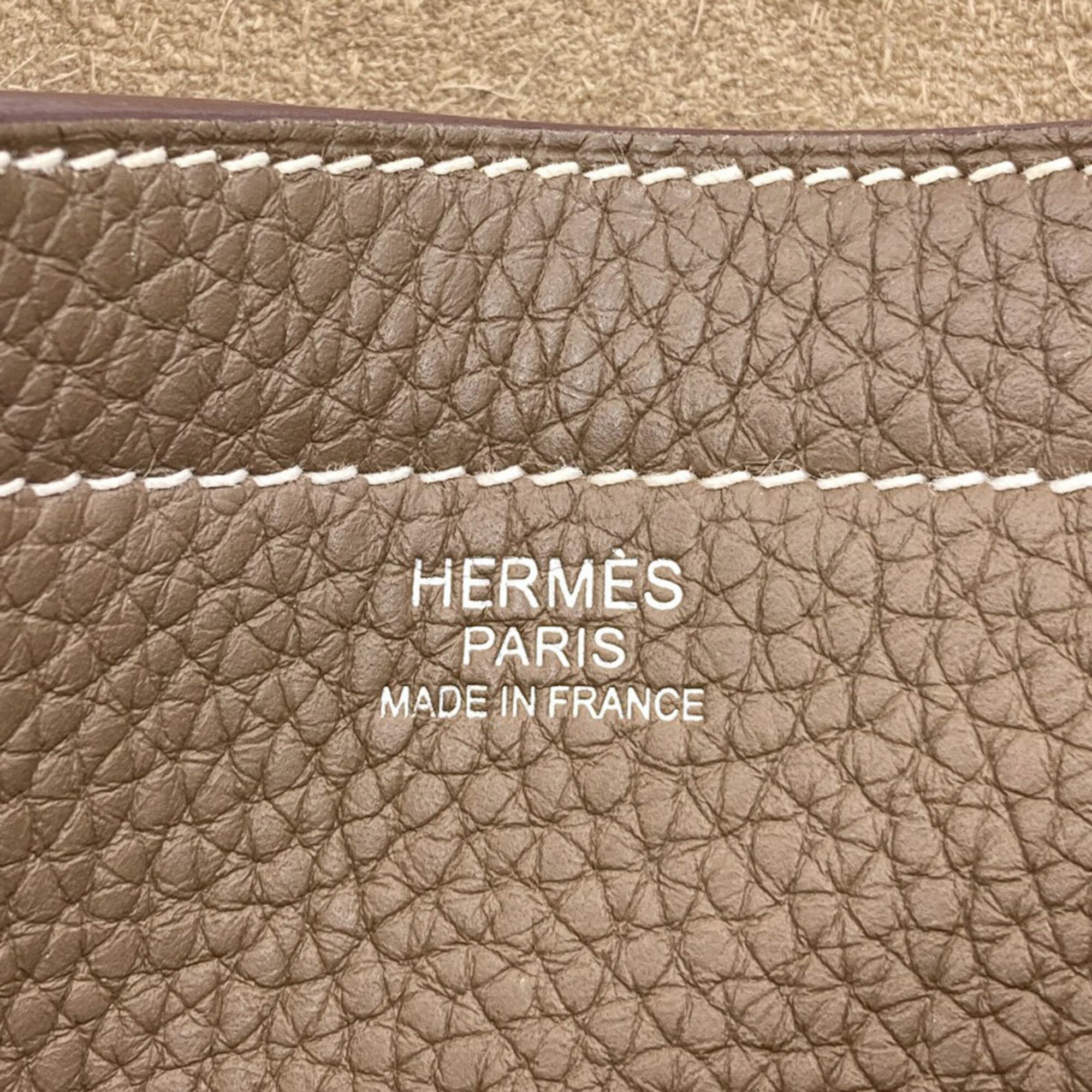 Hermes Grayish Taurillon Clemence Leather Tote Bag (Pre-Owned)