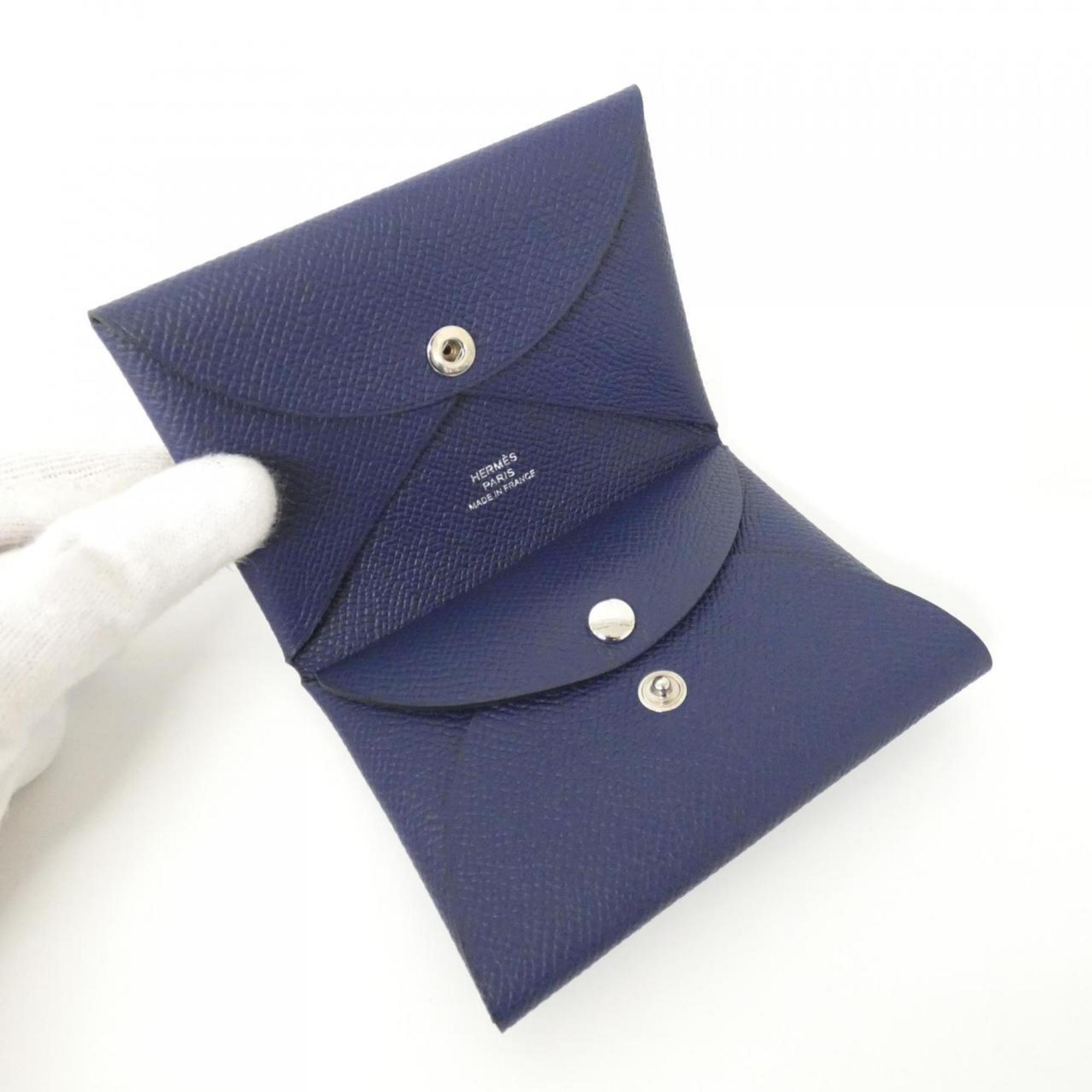 Hermes Blue Navy Epsom Leather Coin Purse/Coin Case (Pre-Owned)