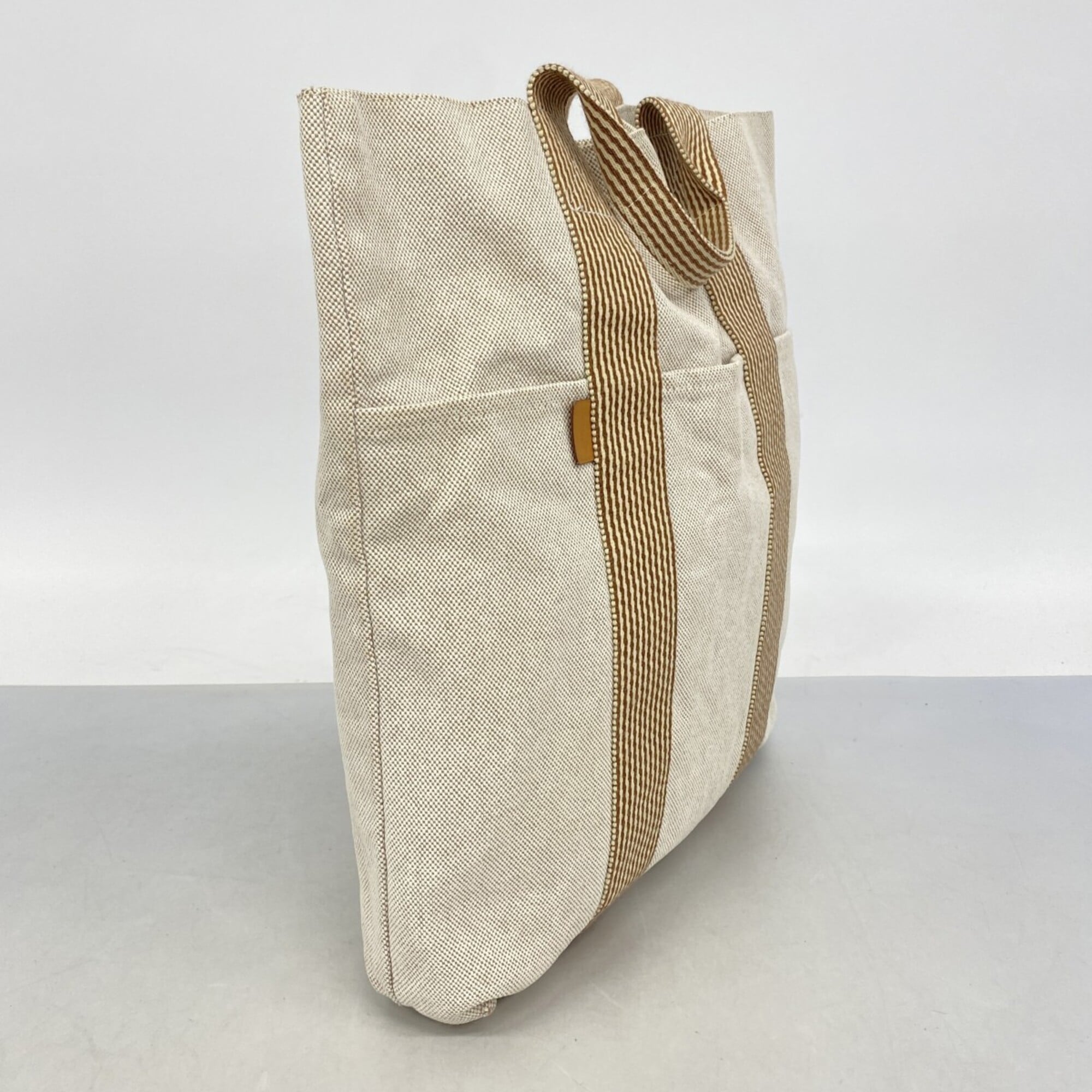 Hermes Beige Canvas Tote Bag (Pre-Owned)