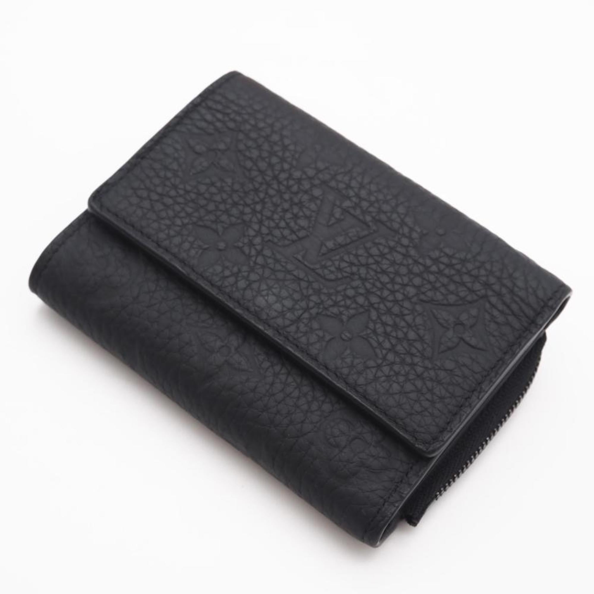 Louis Vuitton Black Leather Wallet (Tri-Fold) (Pre-Owned)