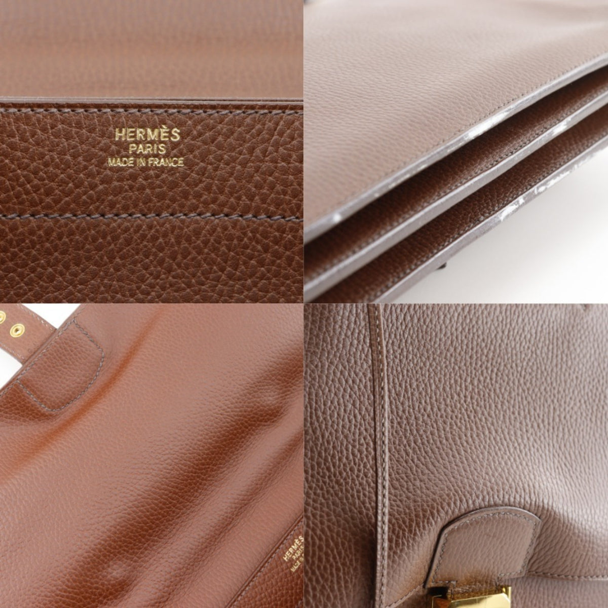 Hermes Sac A Depeche Brown Fjord Leather Briefcase (Pre-Owned)