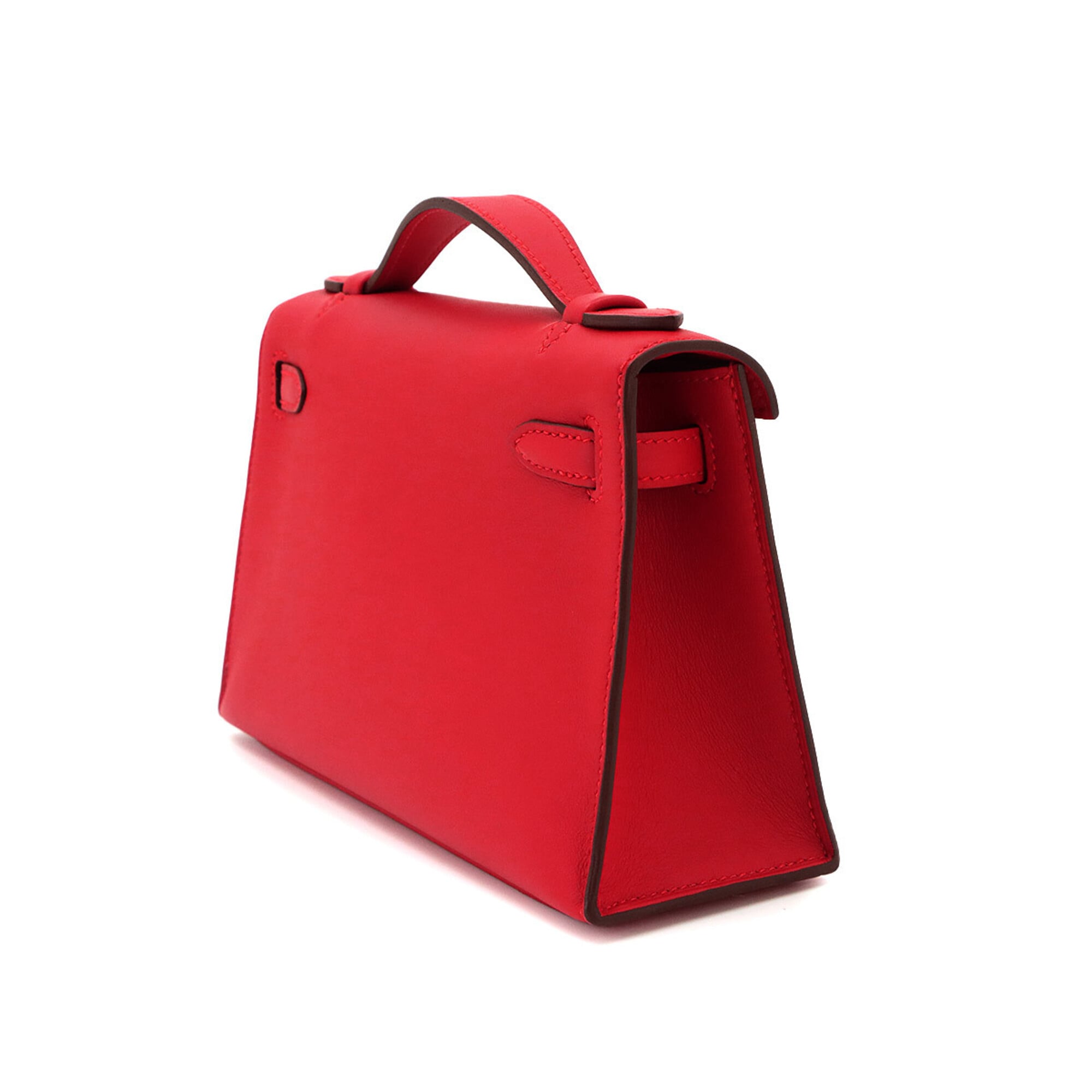 Hermes Red Color Swift Leather Handbag Pochette (Pre-Owned)