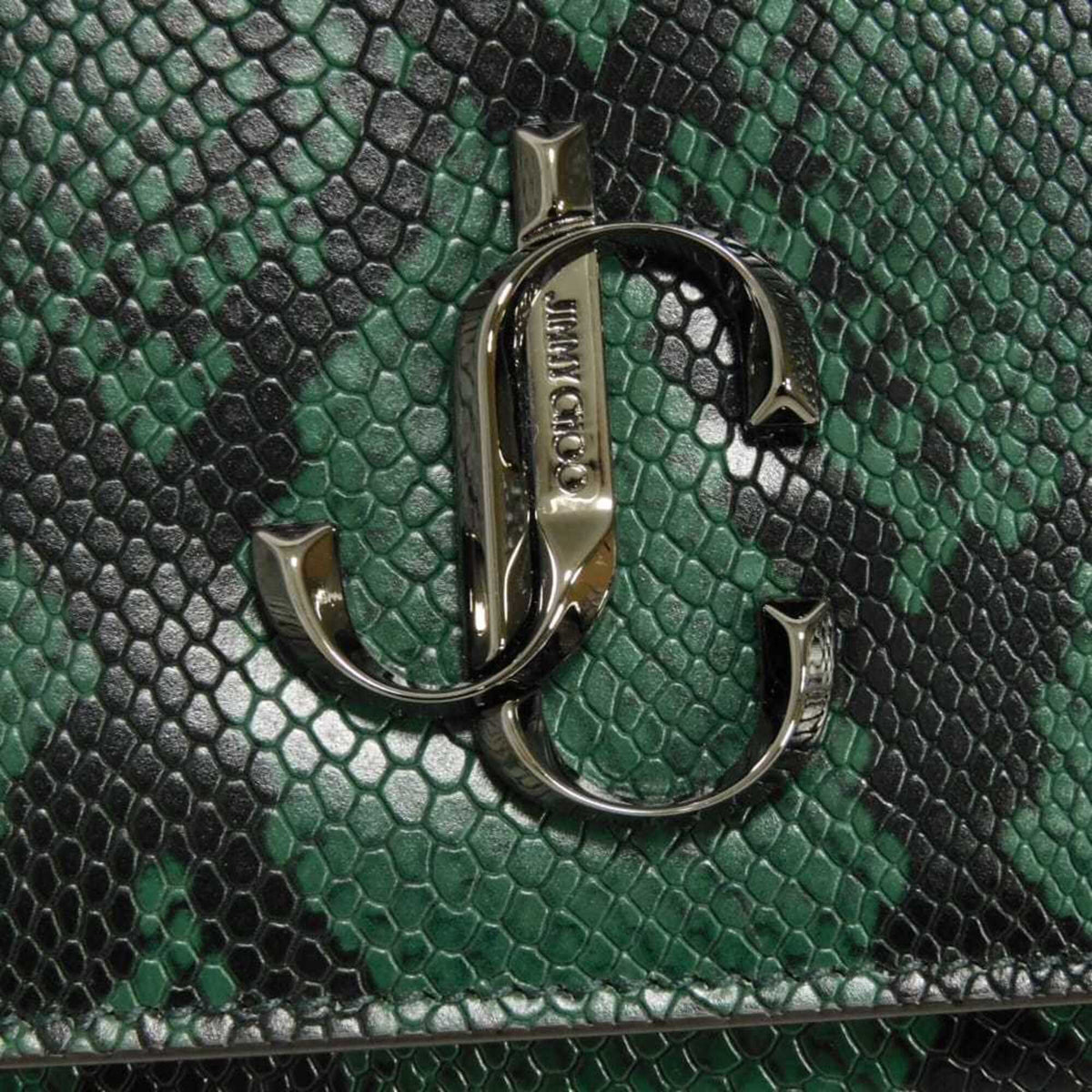 Jimmy Choo Green Leather Clutch Bag Shoulder Bag (Pre-Owned)