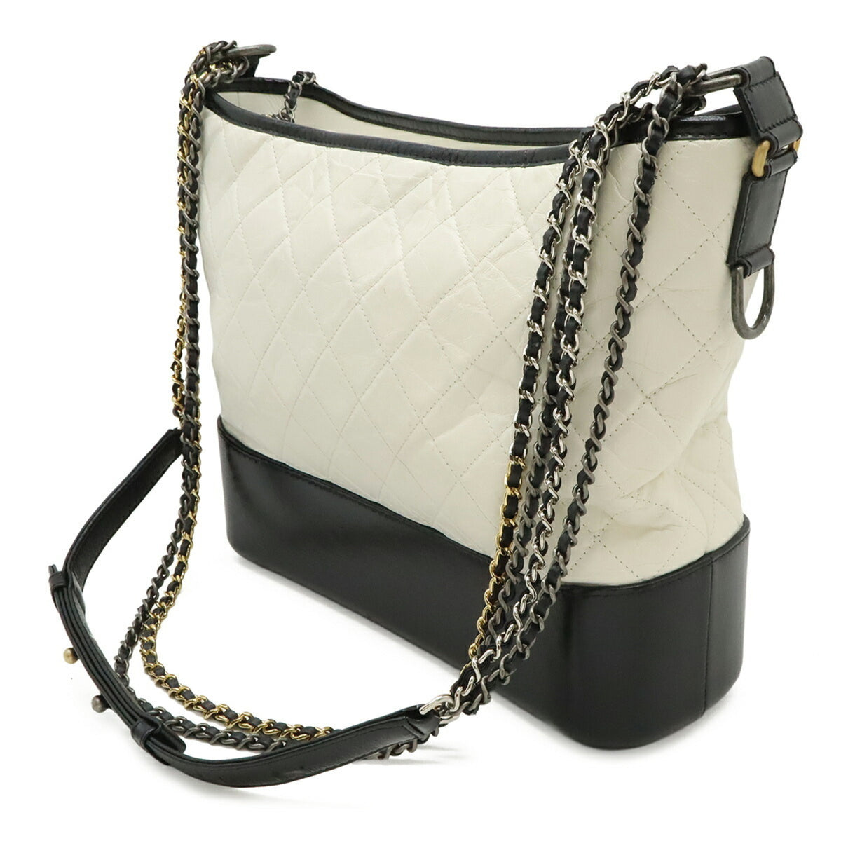 Chanel Gabriel Black White Leather Shoulder Bag (Pre-Owned)
