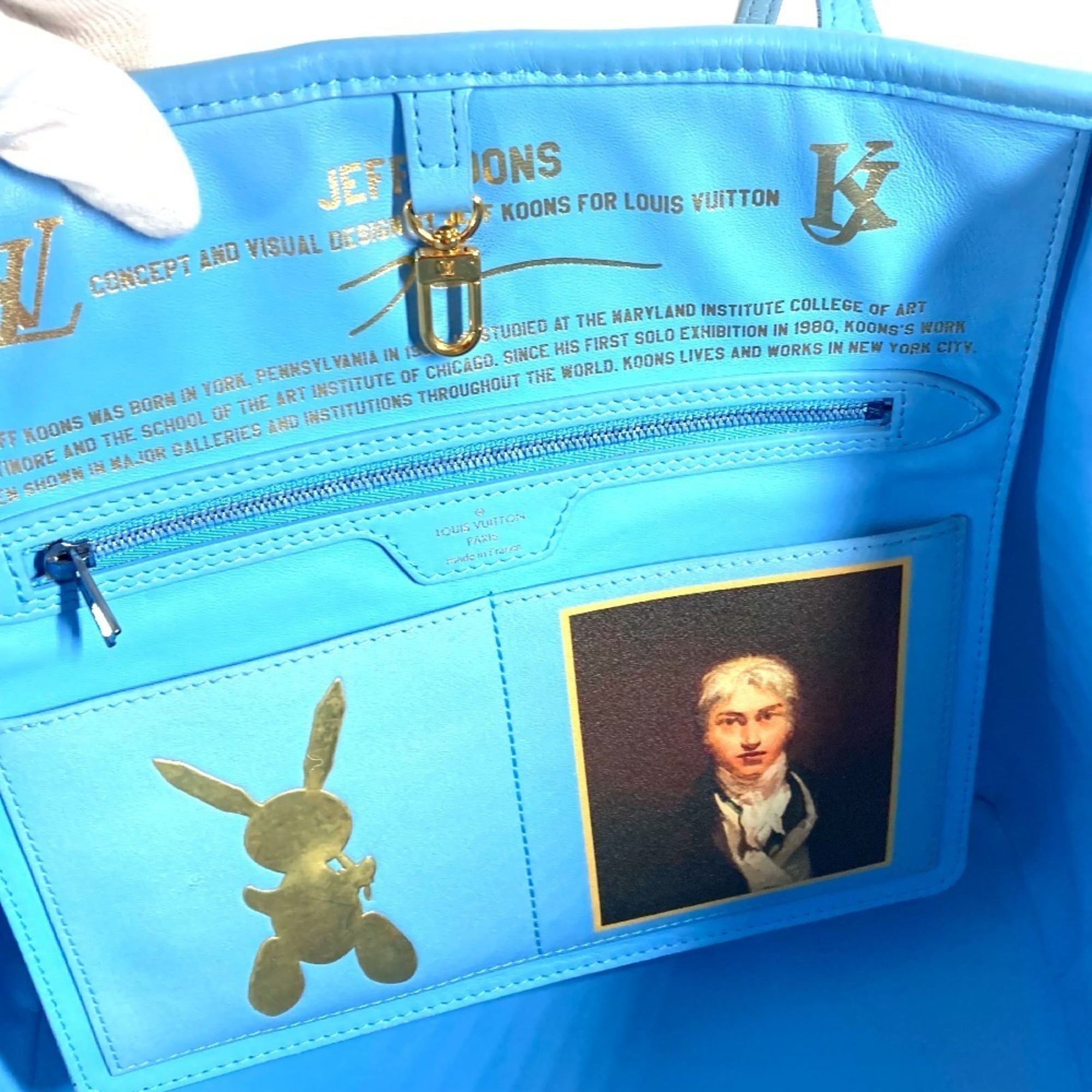 Louis Vuitton Blue Leather Coated Canvas Pouch Shoulder Bag Tote Bag (Pre-Owned)
