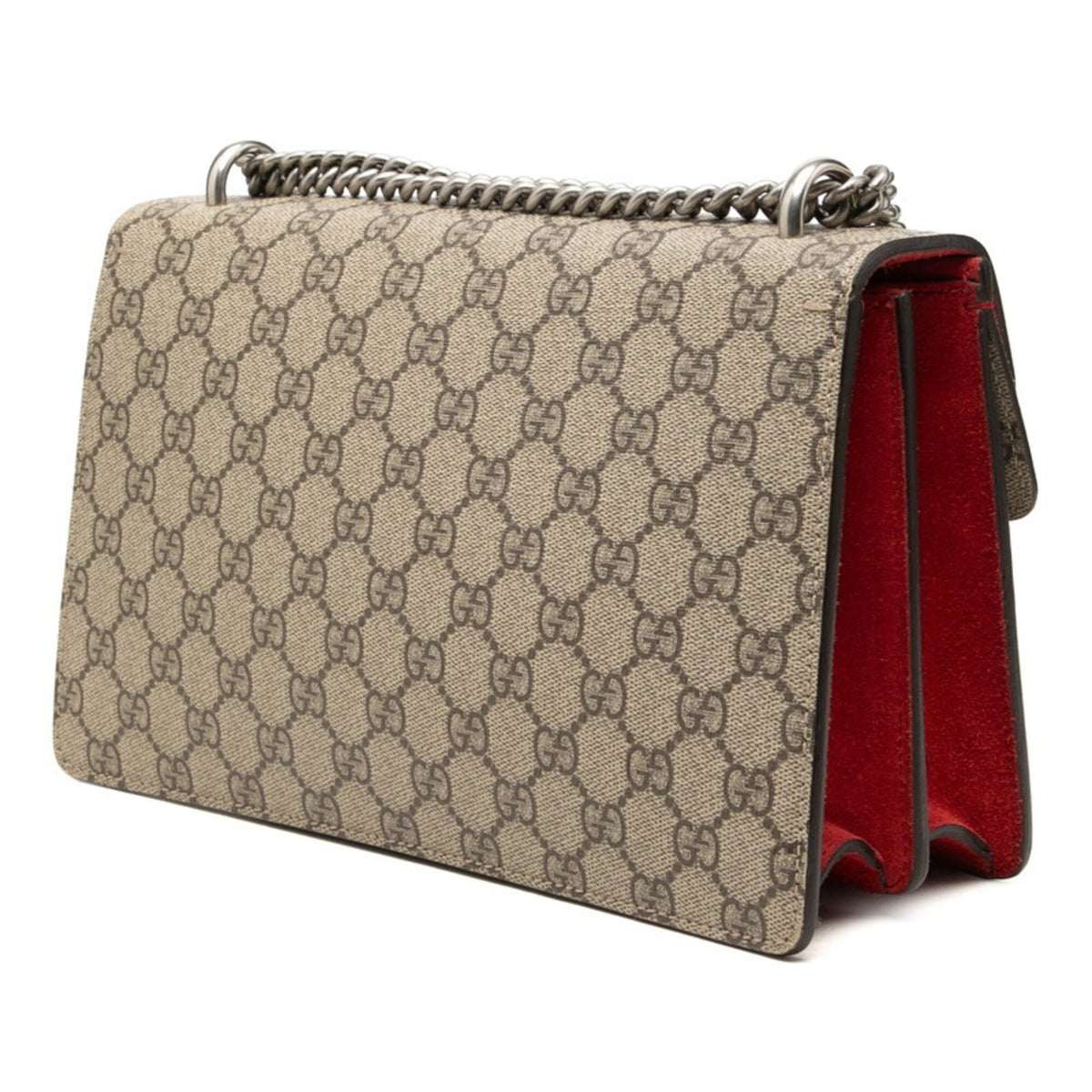 Gucci Beige Red Color Pvc Suede Shoulder Bag (Pre-Owned)