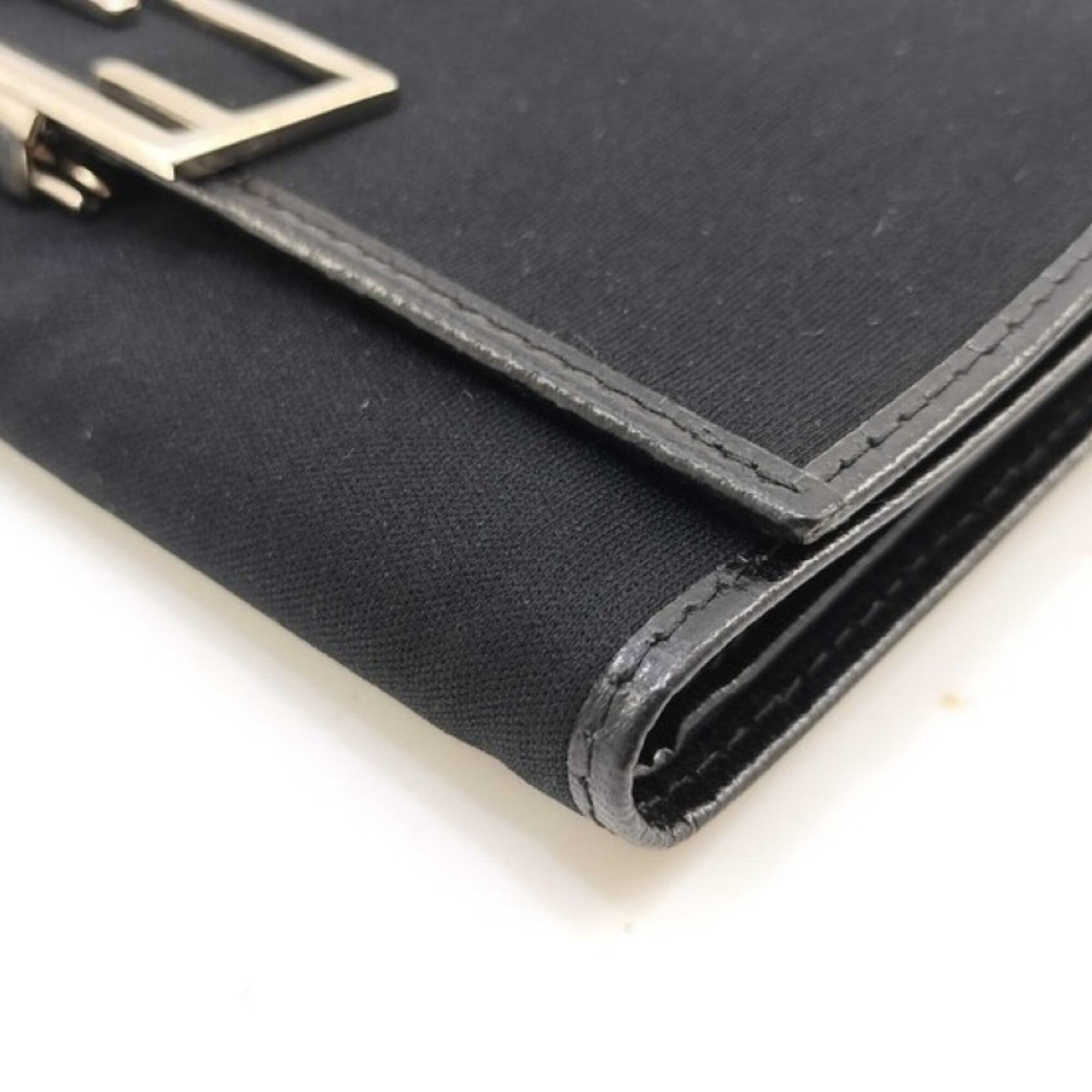 Fendi Black Canvas Leather Wallet (Tri-Fold) (Pre-Owned)