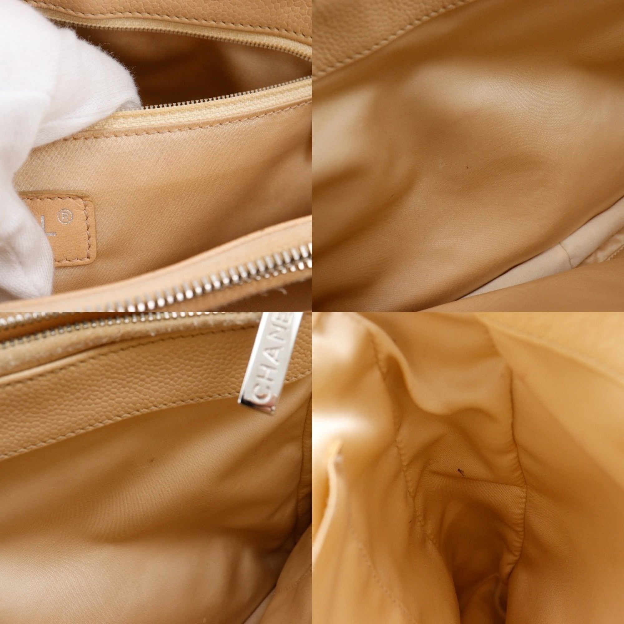 Chanel Beige Grained Calfskin Tote Bag (Pre-Owned)
