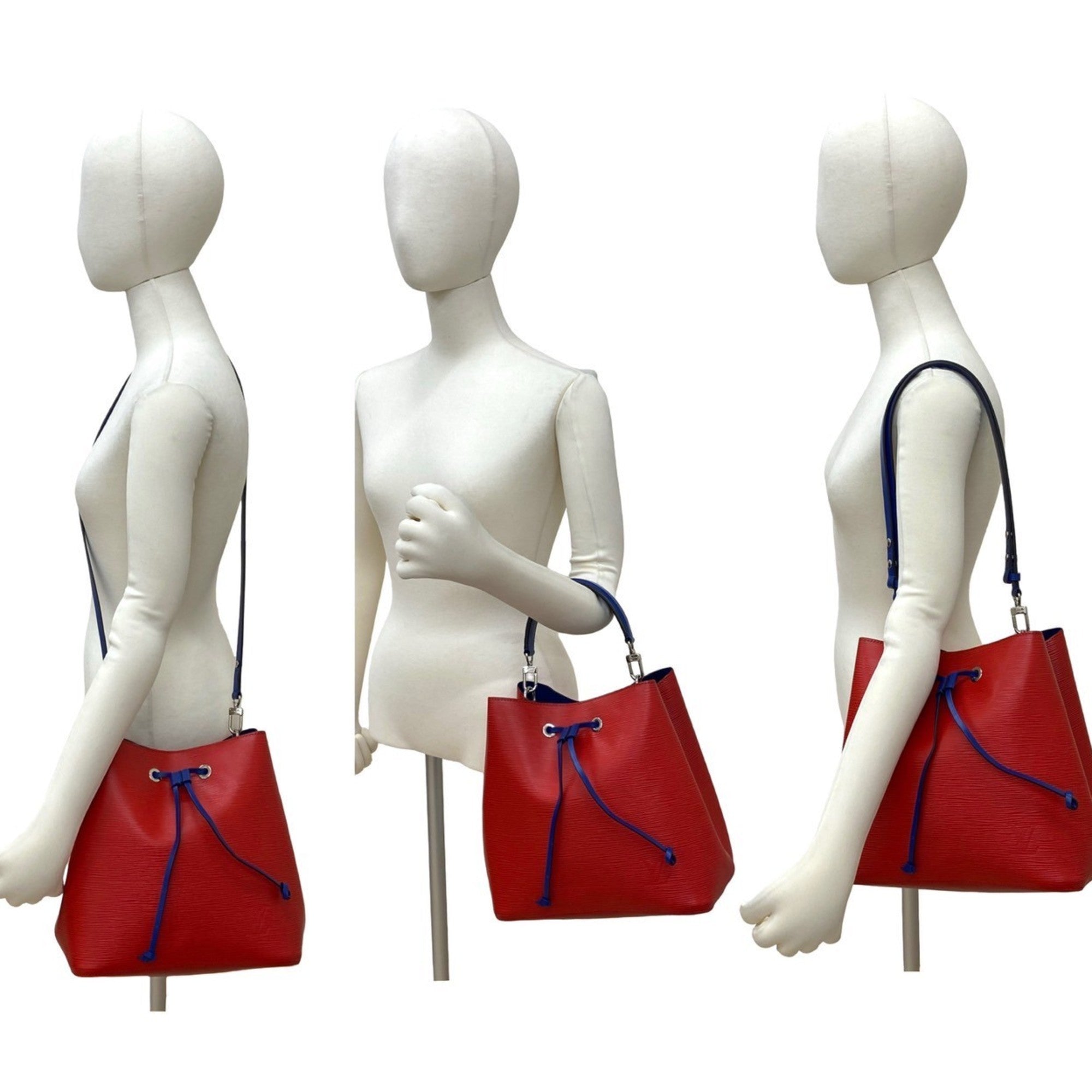 Louis Vuitton Blue Red Color Leather Handbag Shoulder Bag (Pre-Owned)