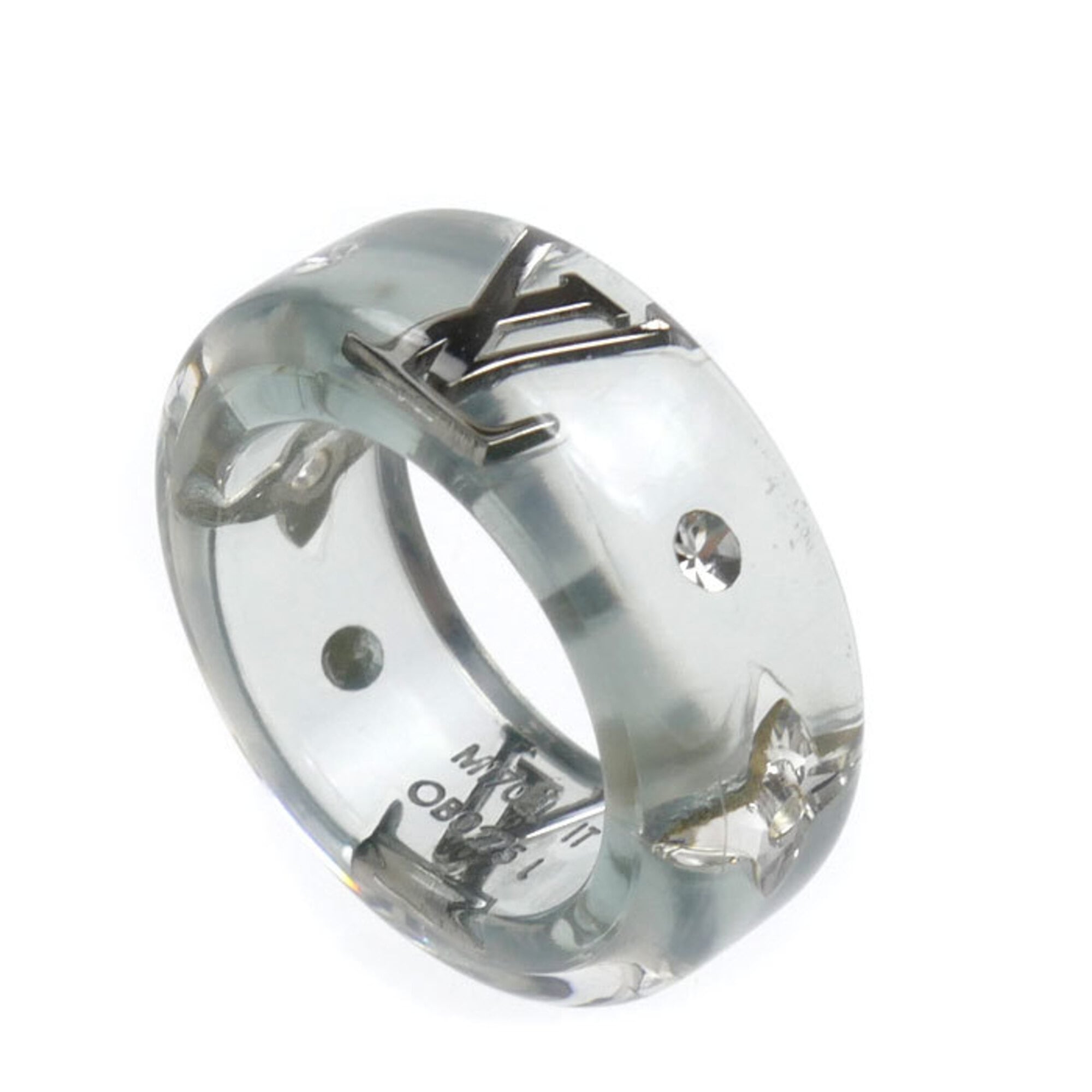 Louis Vuitton Silver Blue Gold Plating Resin Band Ring (Pre-Owned)