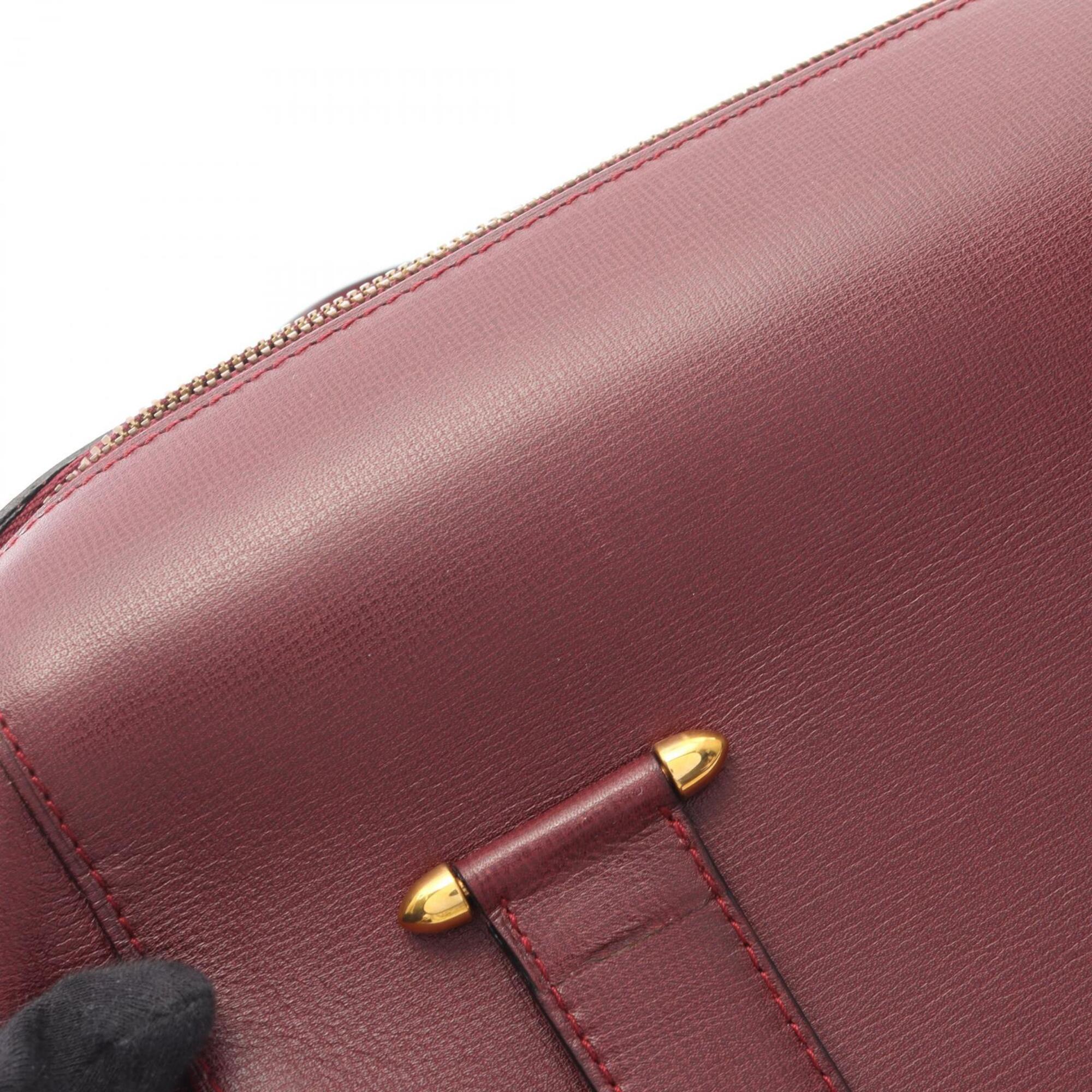 Cartier Bordeaux Leather Boston Bag Handbag (Pre-Owned)