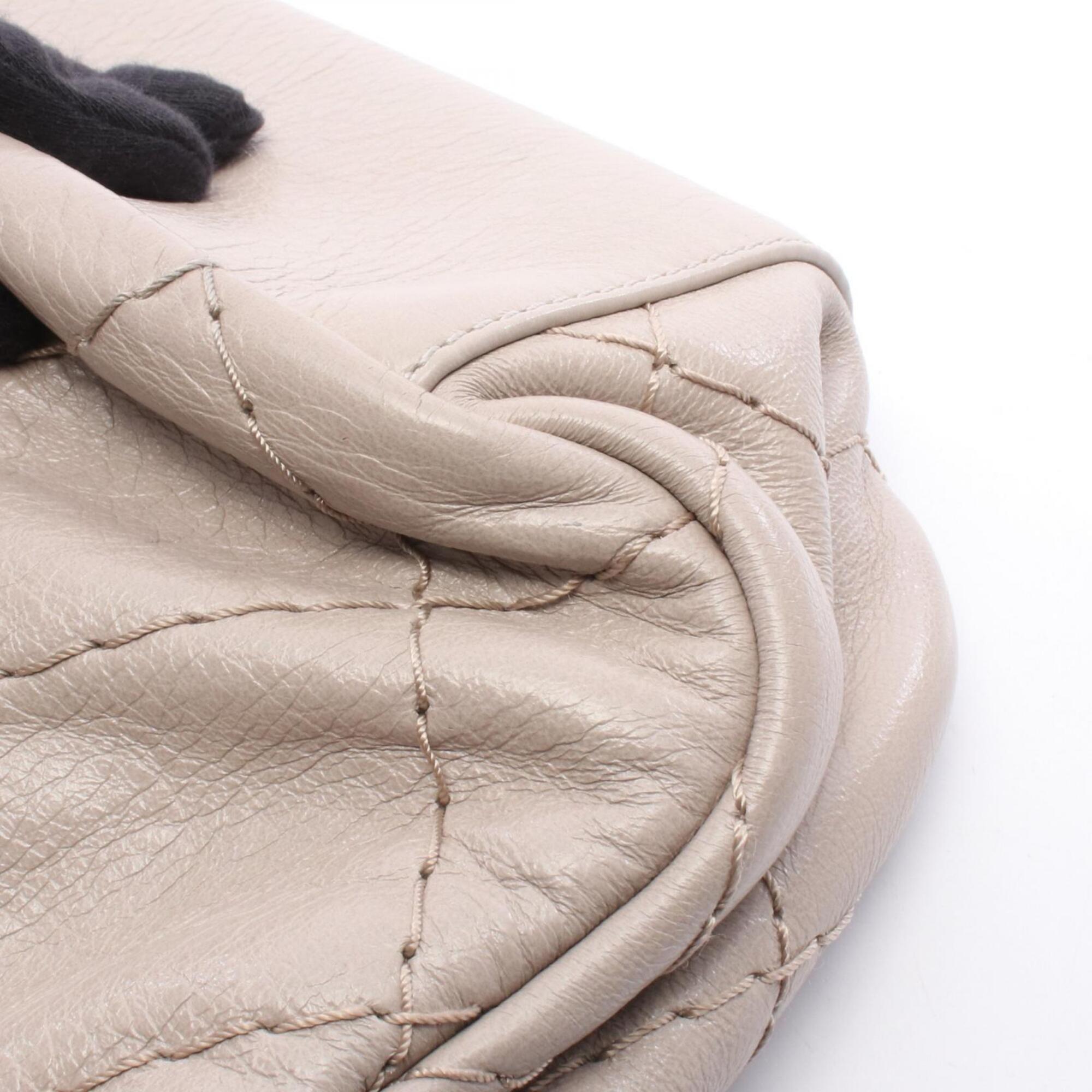 Chanel Beige Brown Leather Handbag Shoulder Bag (Pre-Owned)
