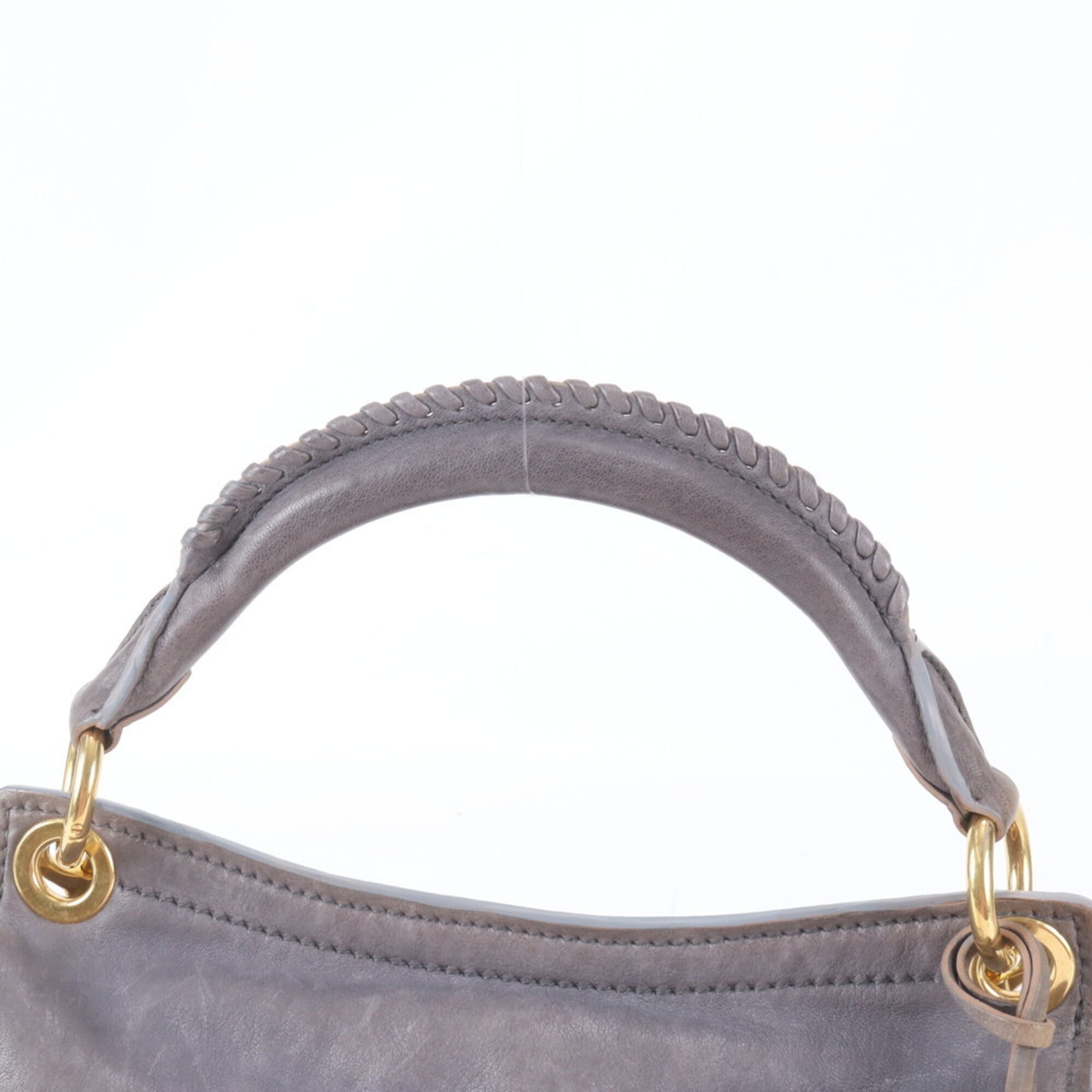 Miu Miu Matelasse Gray Leather Handbag Shoulder Bag (Pre-Owned)