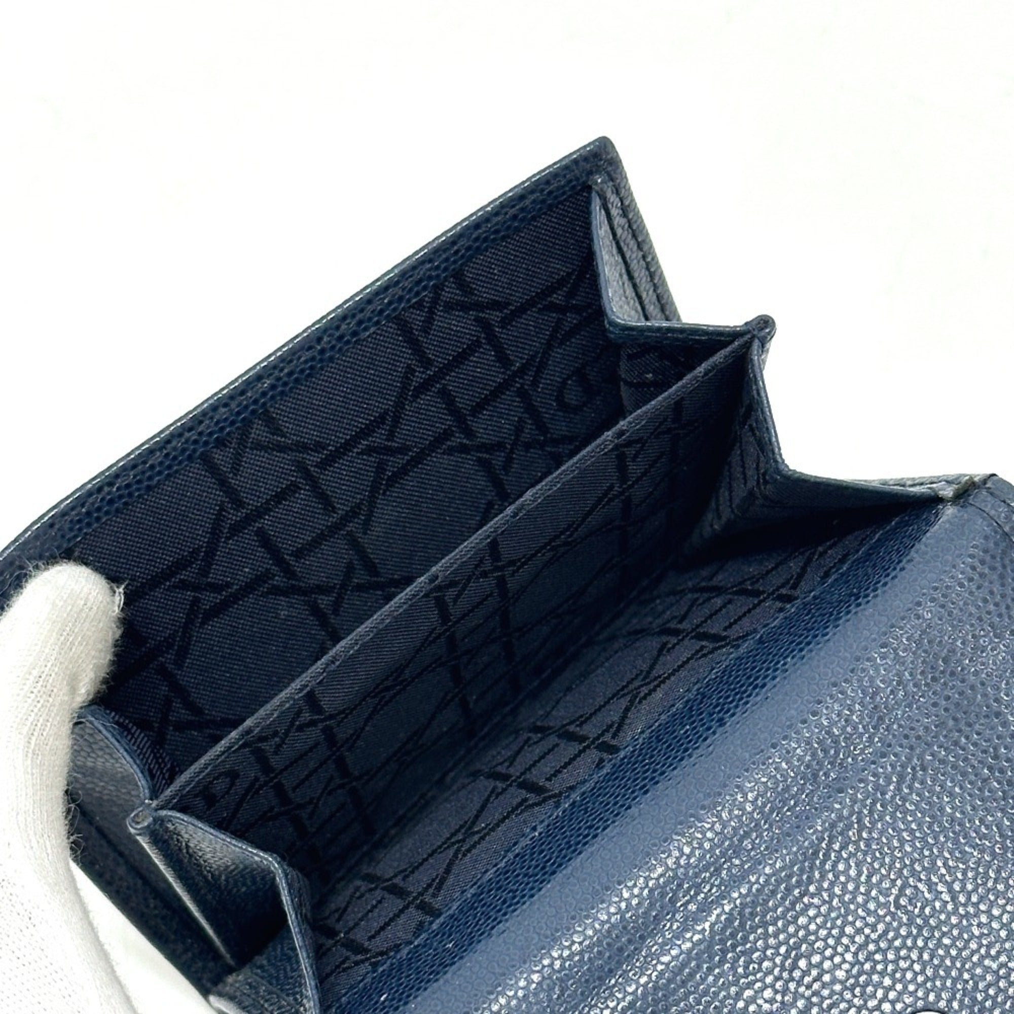 Christian Dior Navy Leather Wallet (Bi-Fold) (Pre-Owned)