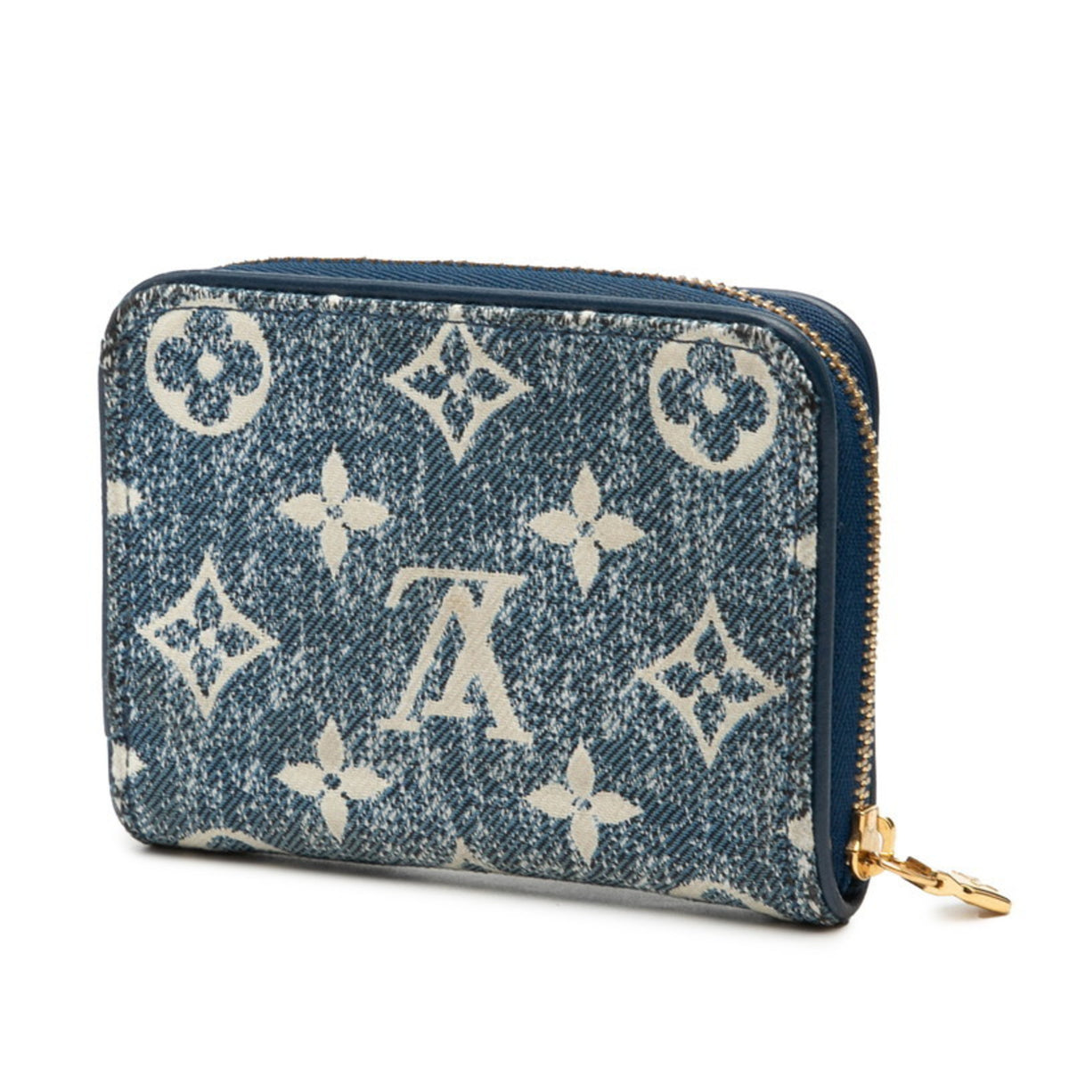 Louis Vuitton Blue Denim Leather Coin Purse/Coin Case (Pre-Owned)