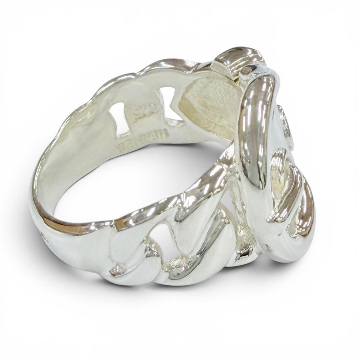 Hermes Silver Silver 925 Band Ring (Pre-Owned)