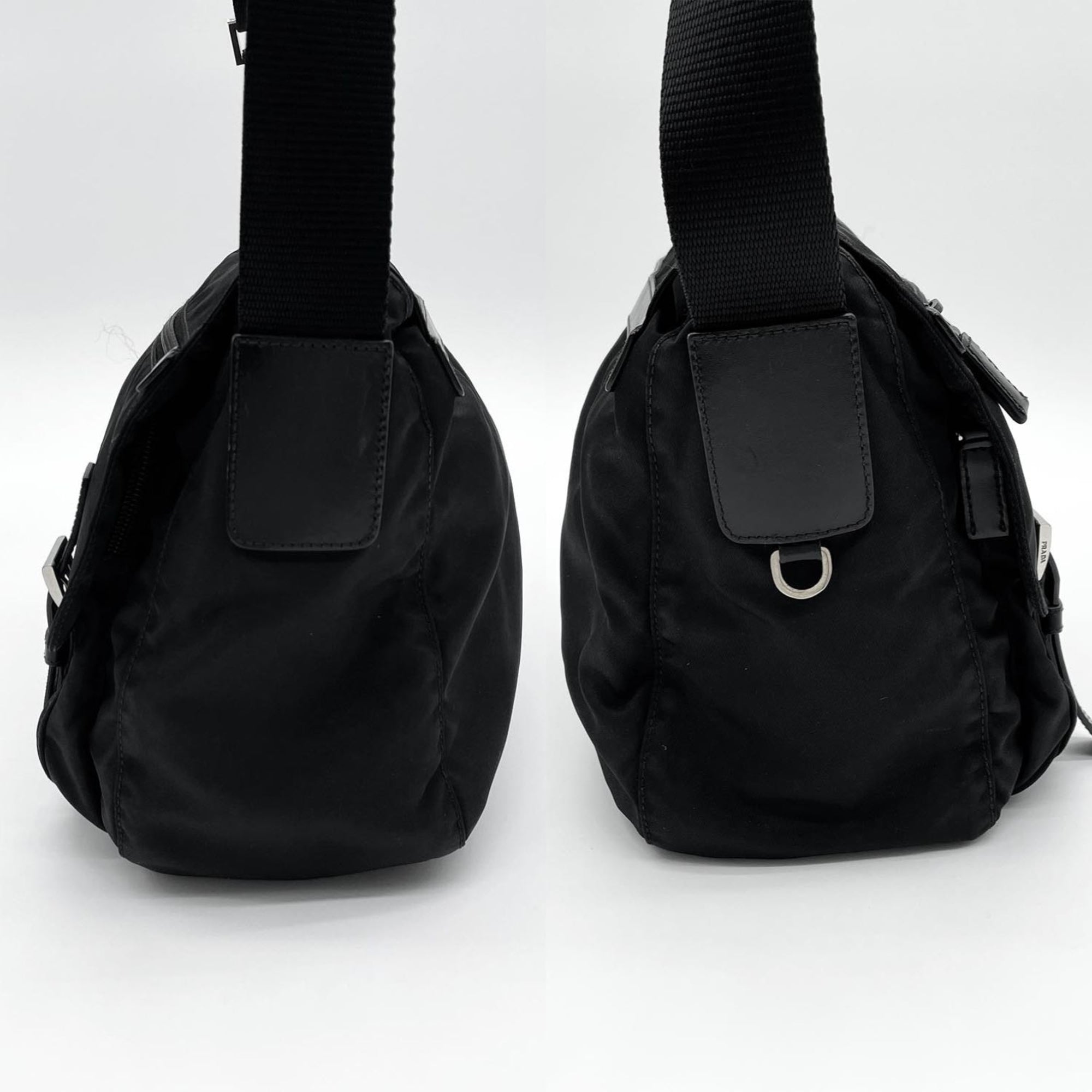 Prada Black Nylon Leather Shoulder Bag (Pre-Owned)