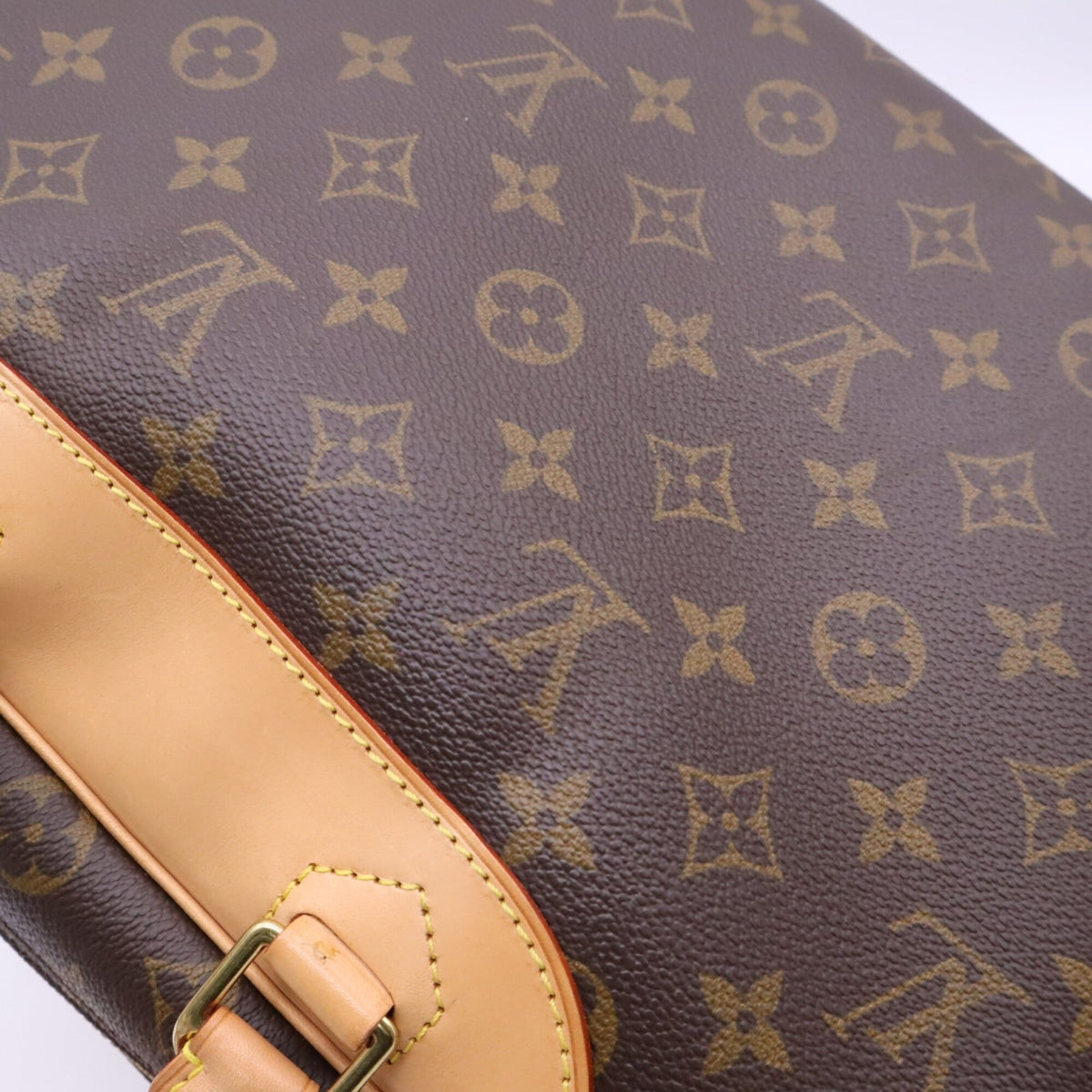 Louis Vuitton Beige Brown Coated Canvas Leather Handbag (Pre-Owned)