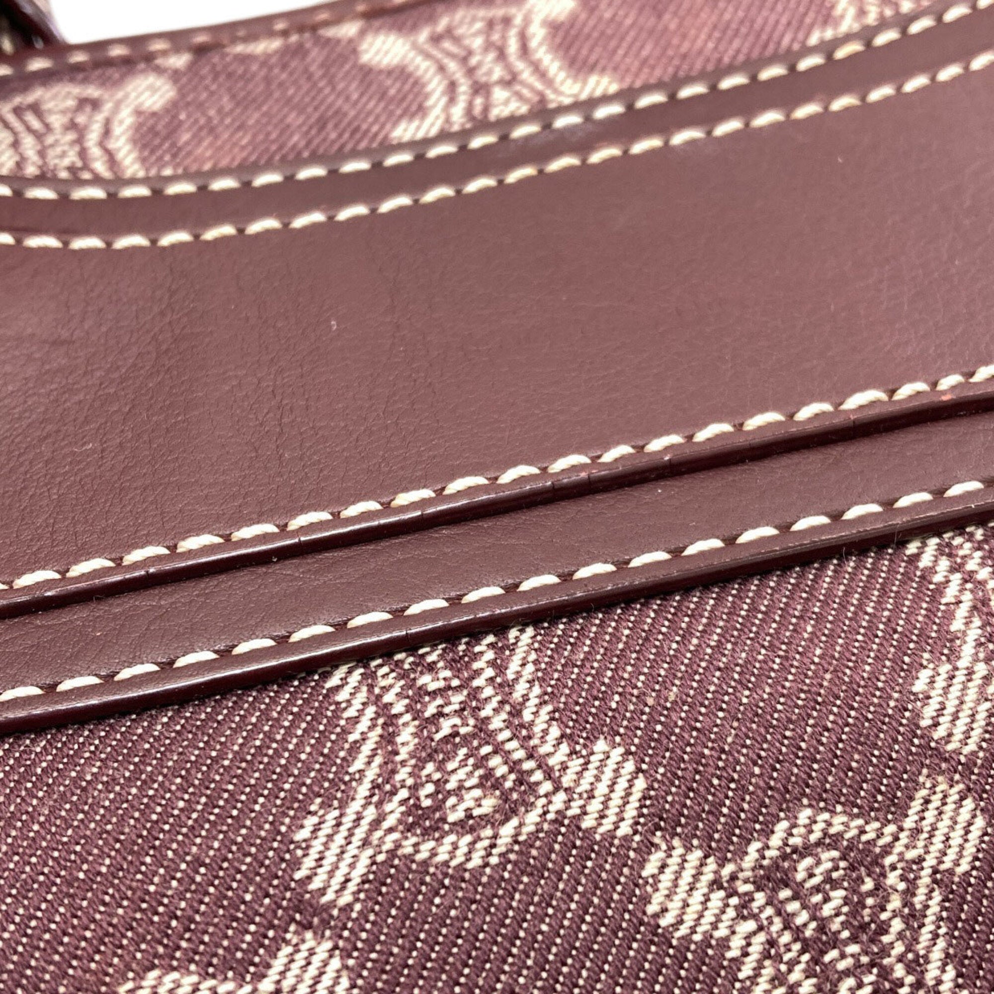 Celine Bordeaux Canvas Handbag (Pre-Owned)