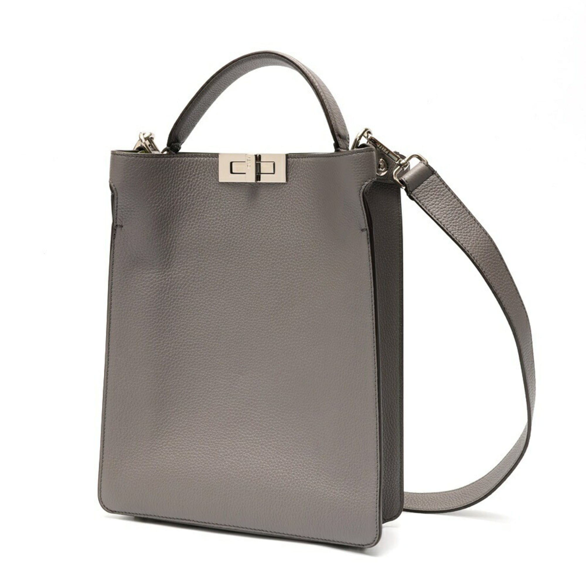 Fendi Peekaboo Gray Shoulder Bag (Pre-Owned)
