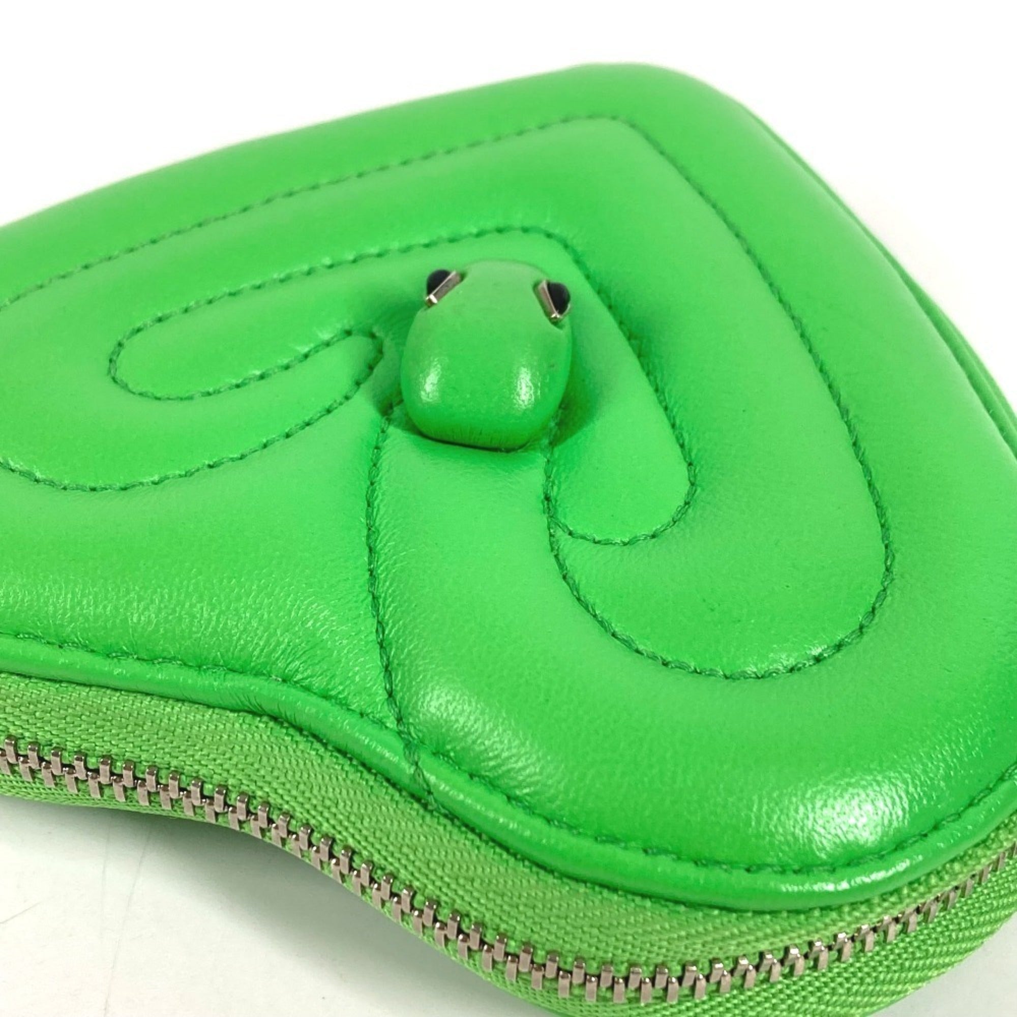 Bvlgari Green Leather Coin Purse/Coin Case (Pre-Owned)
