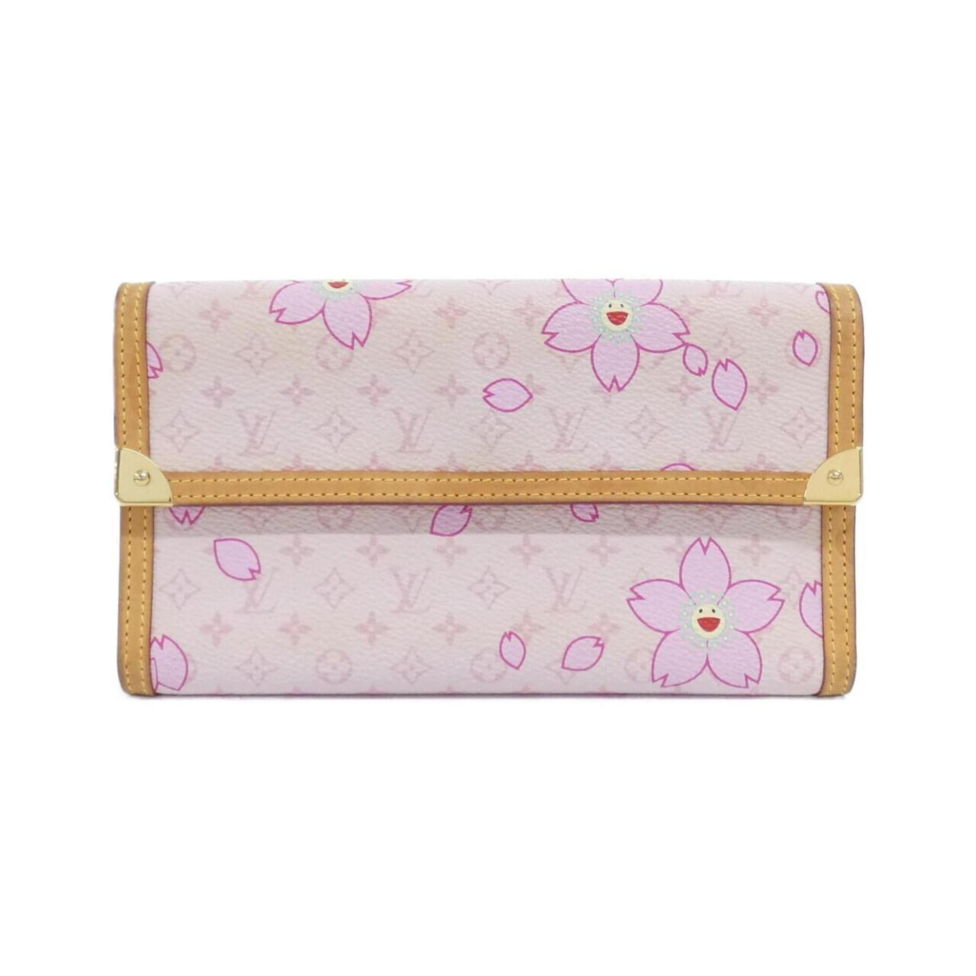 Louis Vuitton Rose Coated Canvas Long Wallet (Tri-Fold) (Pre-Owned)