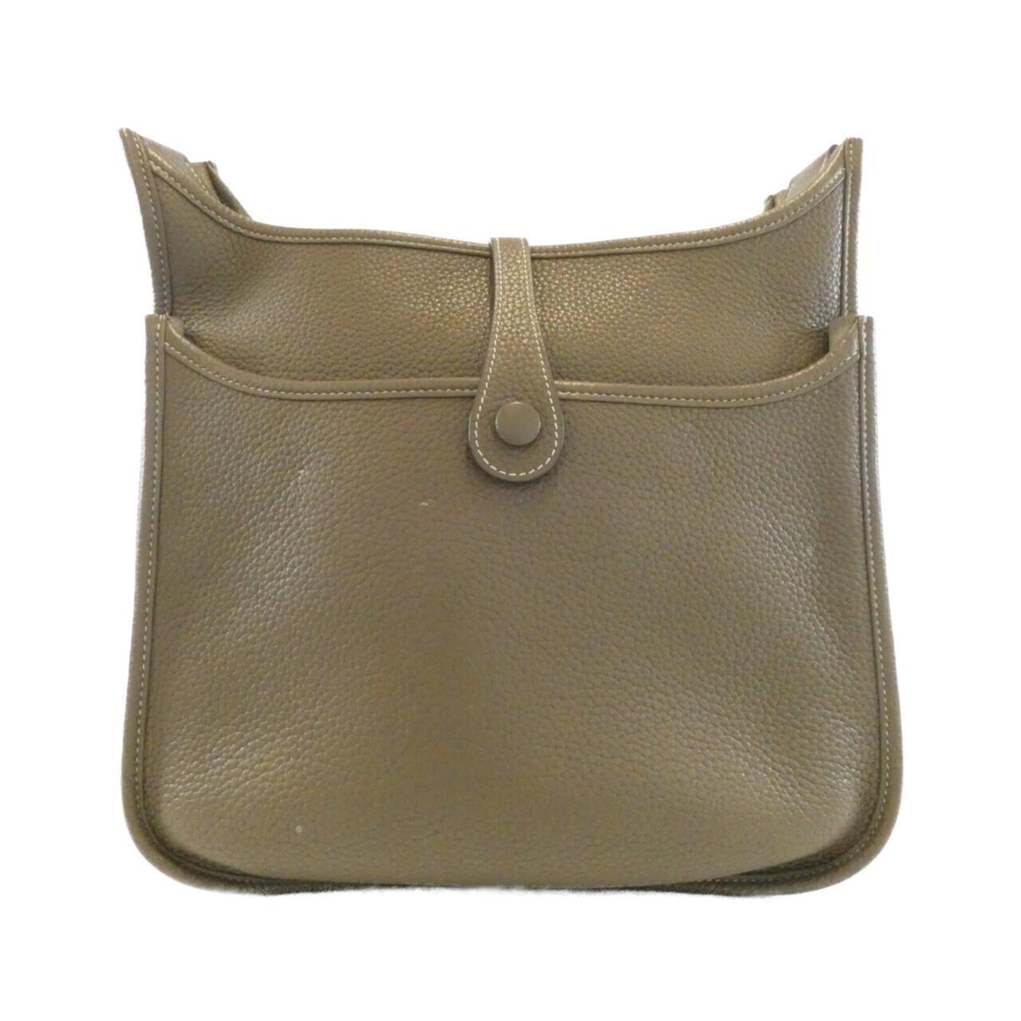 Hermes Etoupe Gray Taurillon Clemence Leather Shoulder Bag (Pre-Owned)