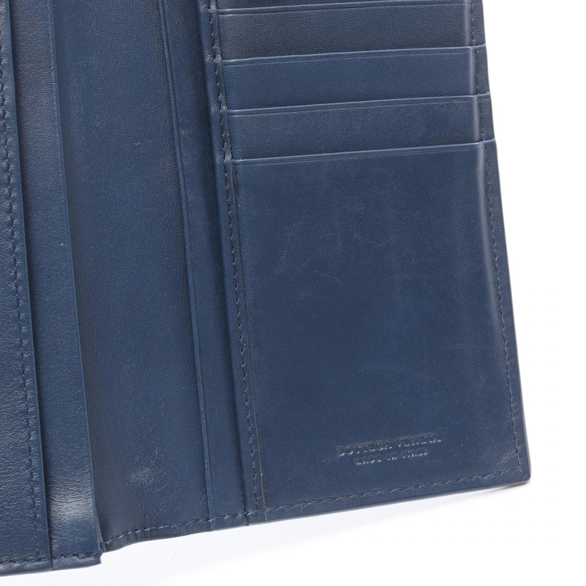 Bottega Veneta Blue Leather Long Wallet (Bi-Fold) (Pre-Owned)