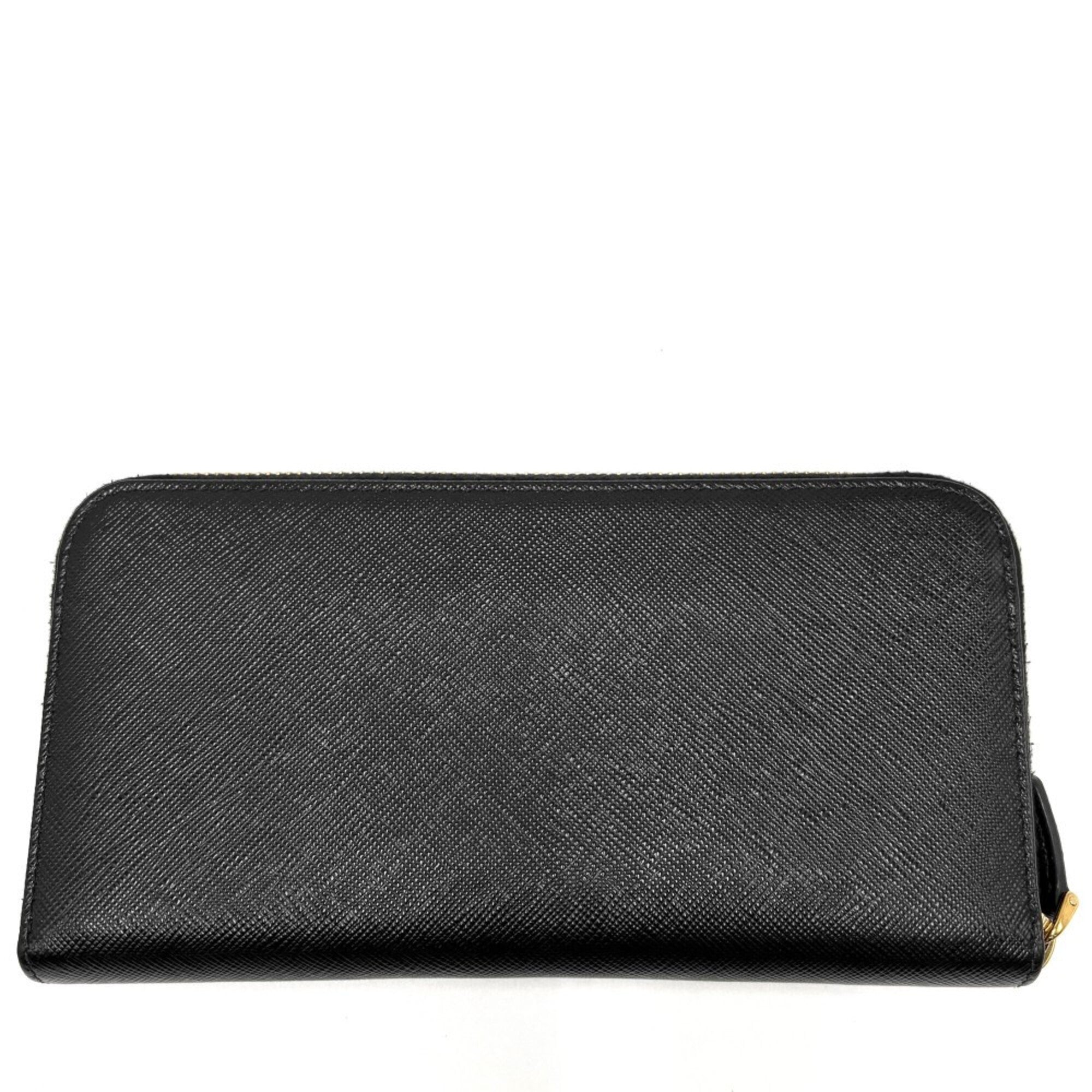 Prada Black Leather Long Wallet (Bi-Fold) (Pre-Owned)