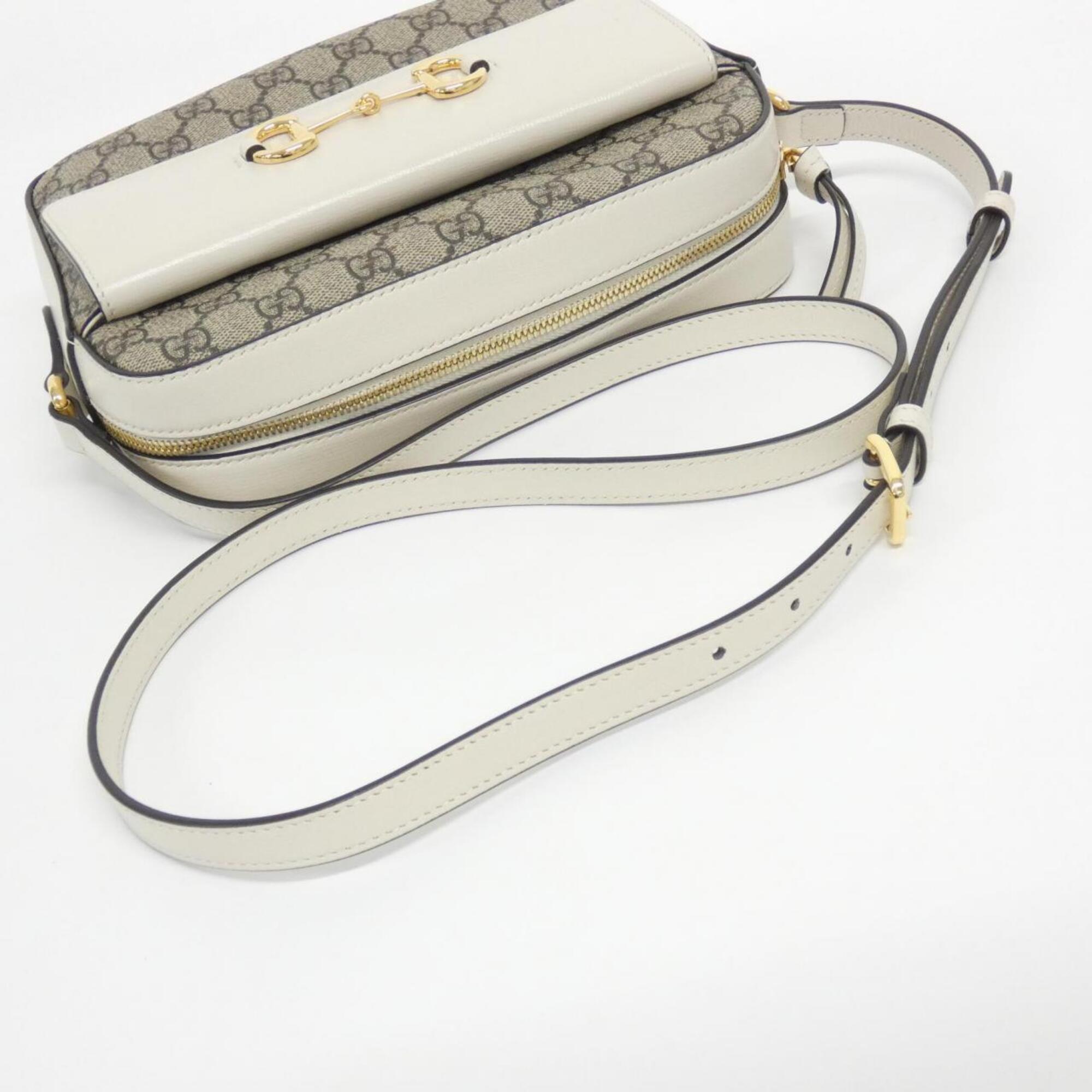 Gucci Beige White Gg Supreme Leather Shoulder Bag (Pre-Owned)