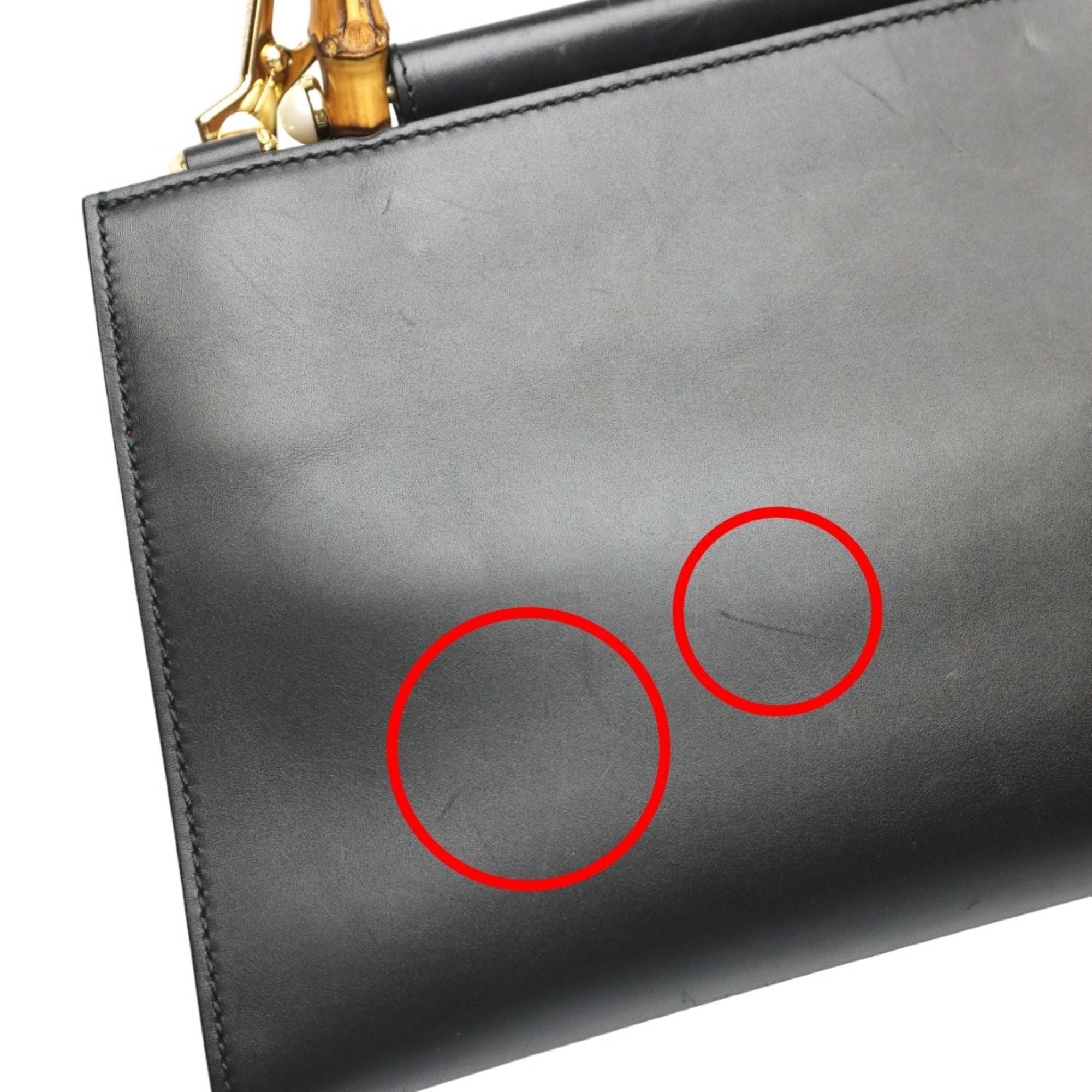 Gucci Bamboo Black Leather Handbag (Pre-Owned)