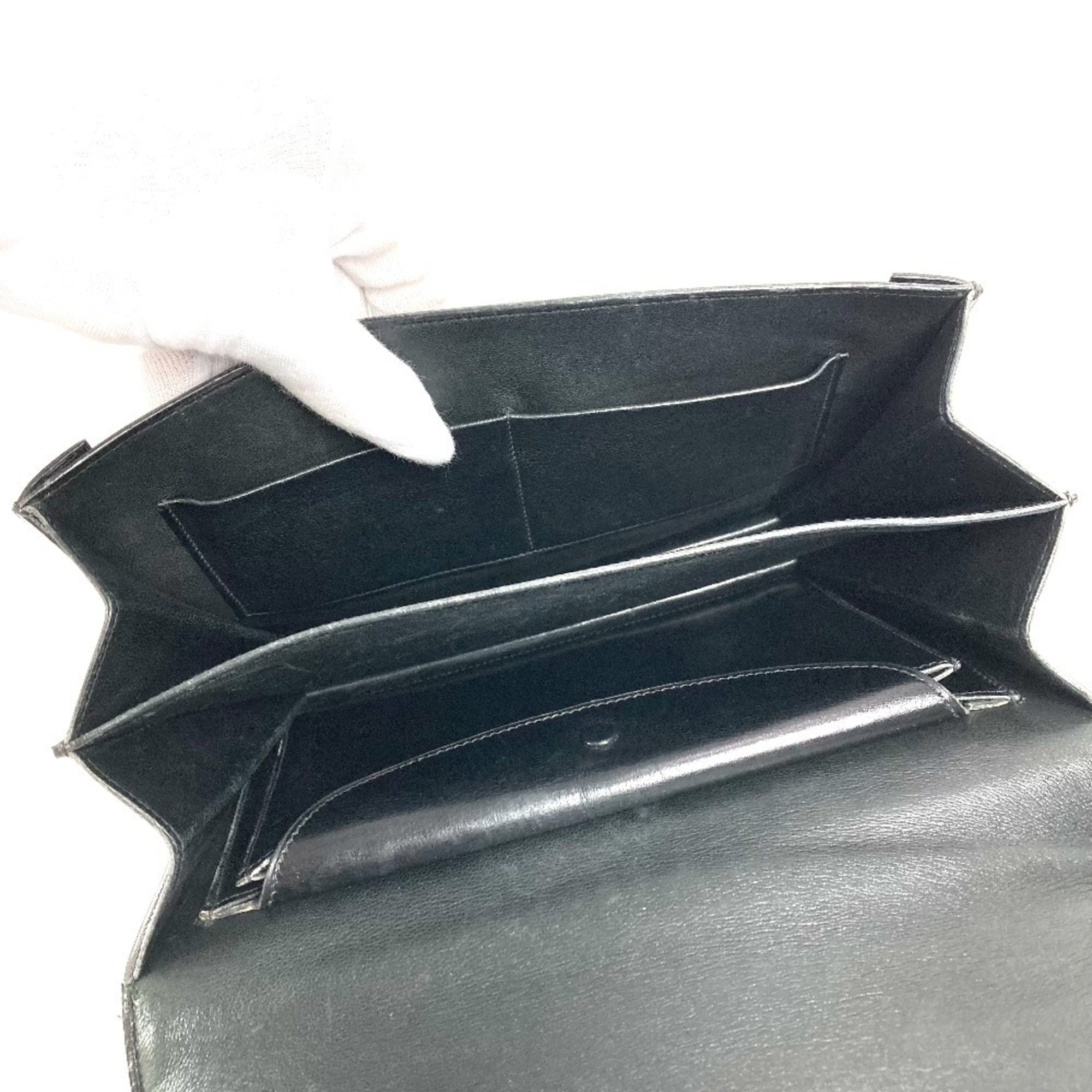 Hermes Black Box Calf Leather Handbag Tote Bag (Pre-Owned)