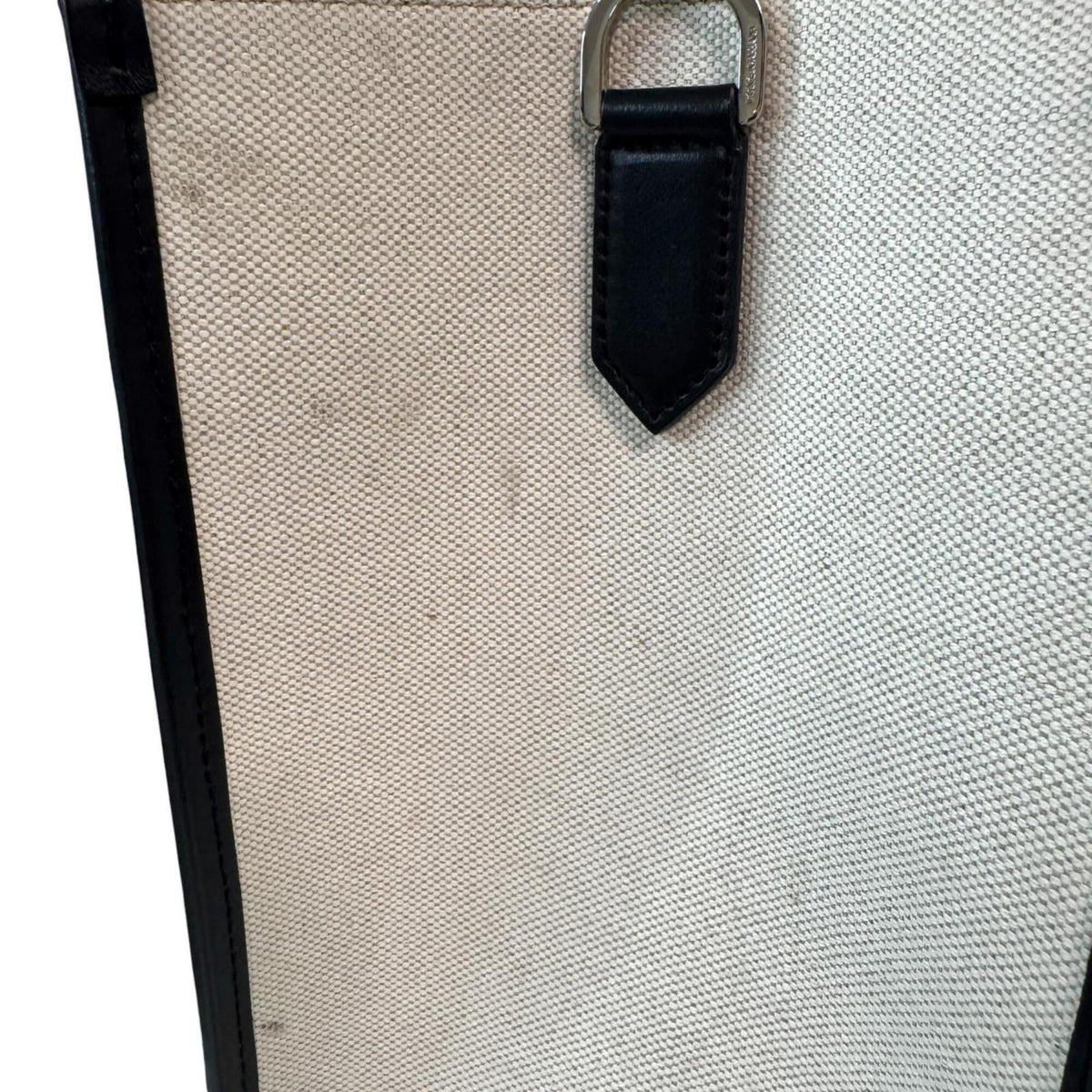 Dolce & Gabbana Black Ivory Canvas Leather Shoulder Bag Tote Bag (Pre-Owned)