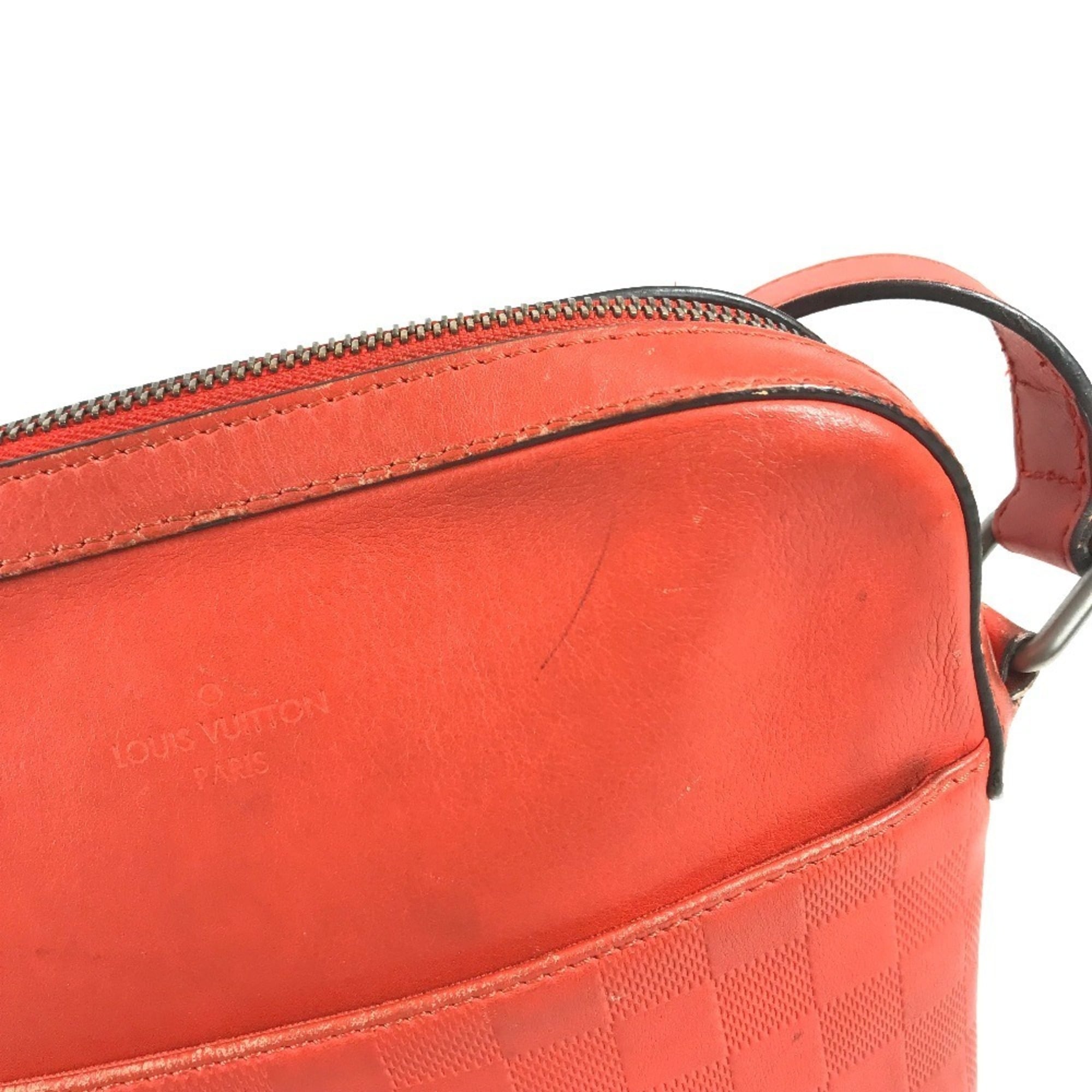 Louis Vuitton Red Color Damier Infini Leather Pochette Shoulder Bag (Pre-Owned)