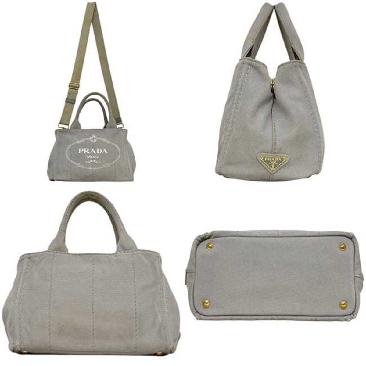 Prada Gray Canvas Tote Bag (Pre-Owned)