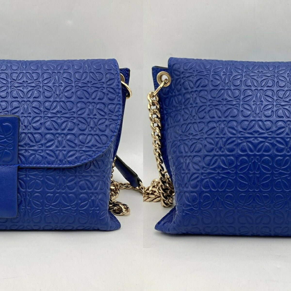 Loewe Avenue Blue Leather Shoulder Bag (Pre-Owned)
