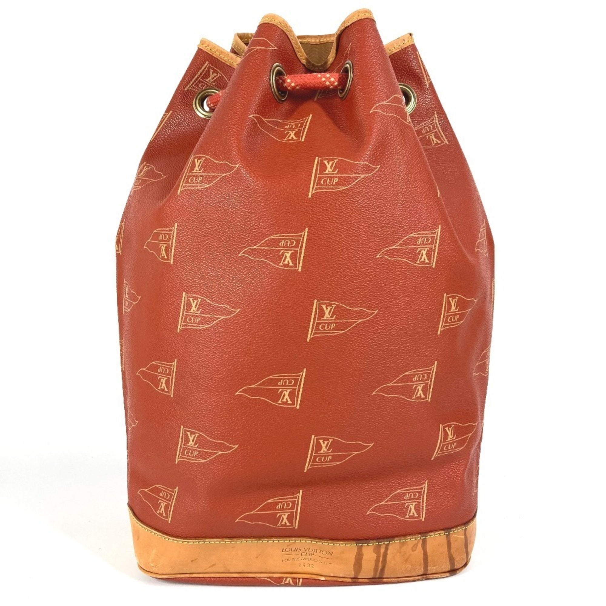 Louis Vuitton Orange Leather Canvas Shoulder Bag (Pre-Owned)