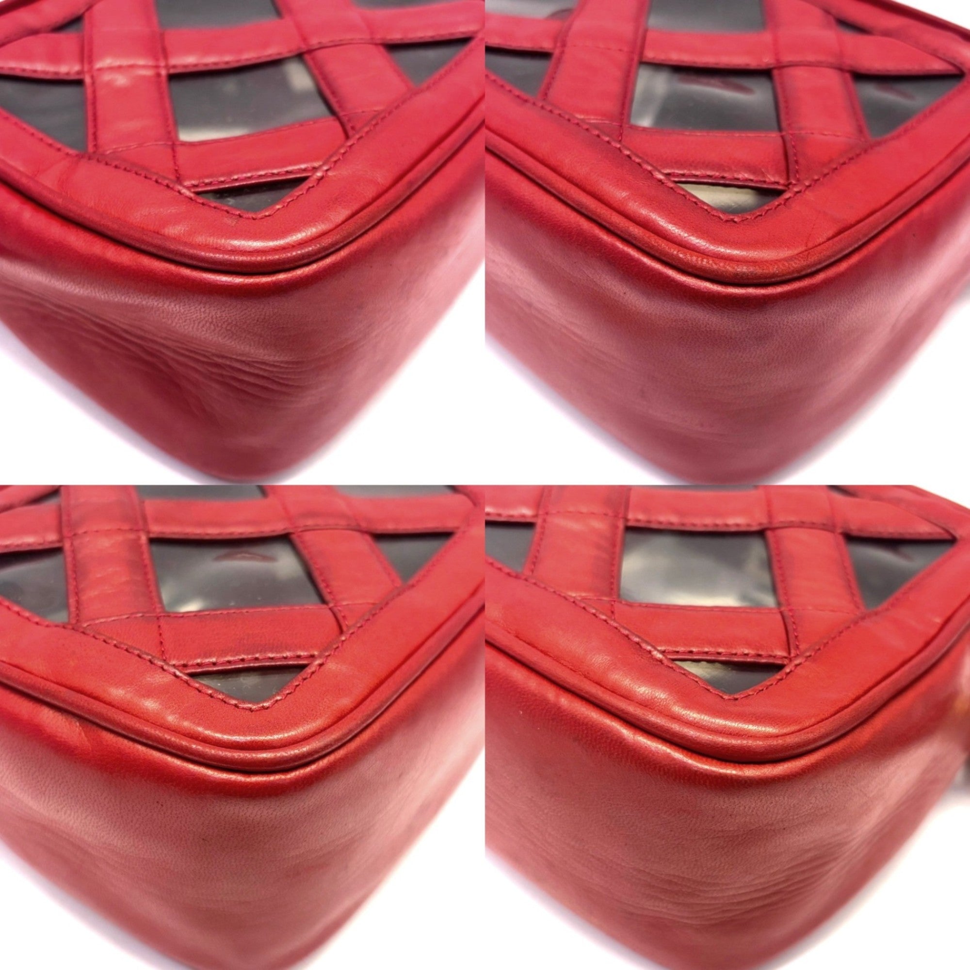Chanel Red Color Leather Shoulder Bag (Pre-Owned)
