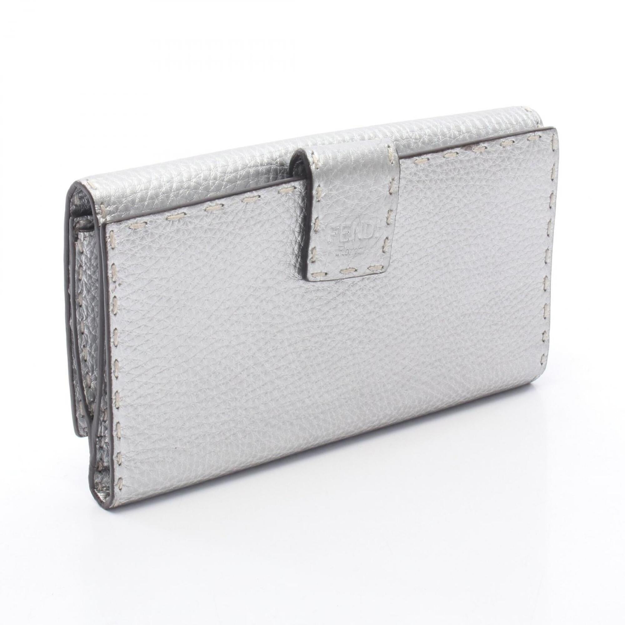 Fendi Silver Leather Long Wallet (Bi-Fold) (Pre-Owned)