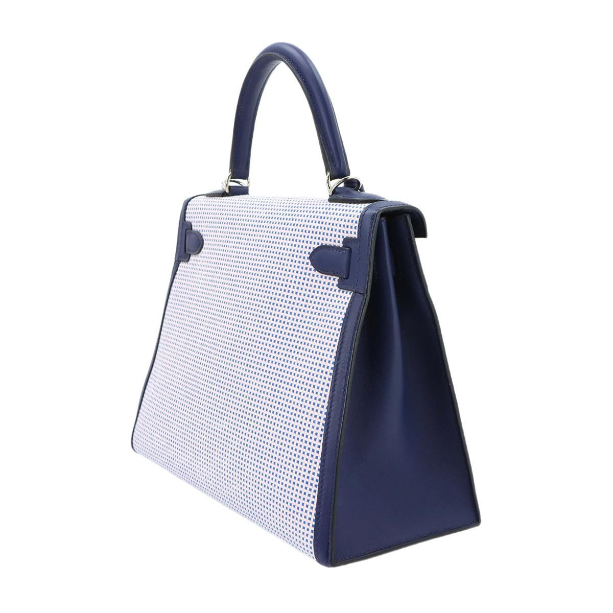Hermes Bleu Saphir Ecru Swift Leather Handbag (Pre-Owned)