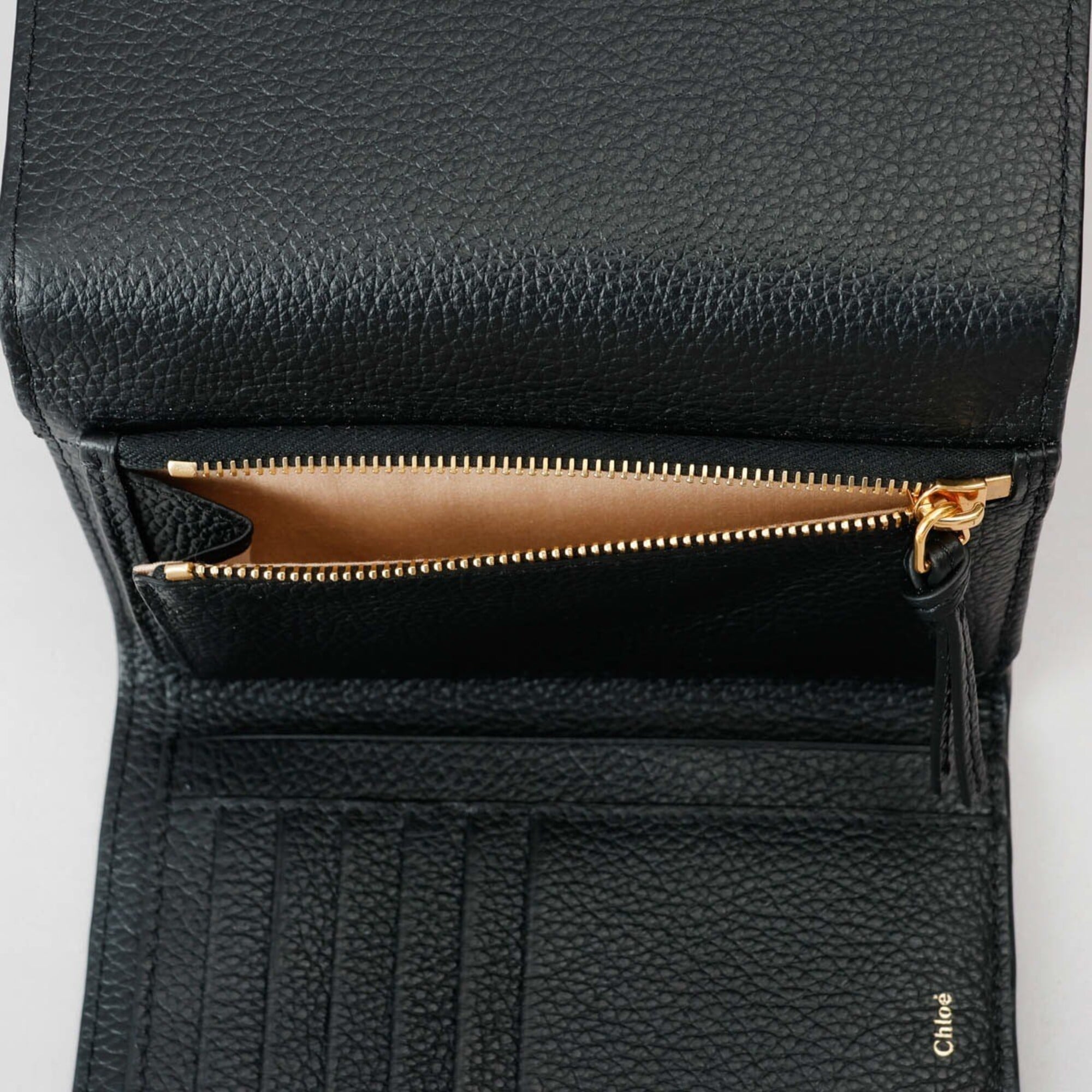 Chloé Marcie Black Leather Wallet (Tri-Fold) (Pre-Owned)