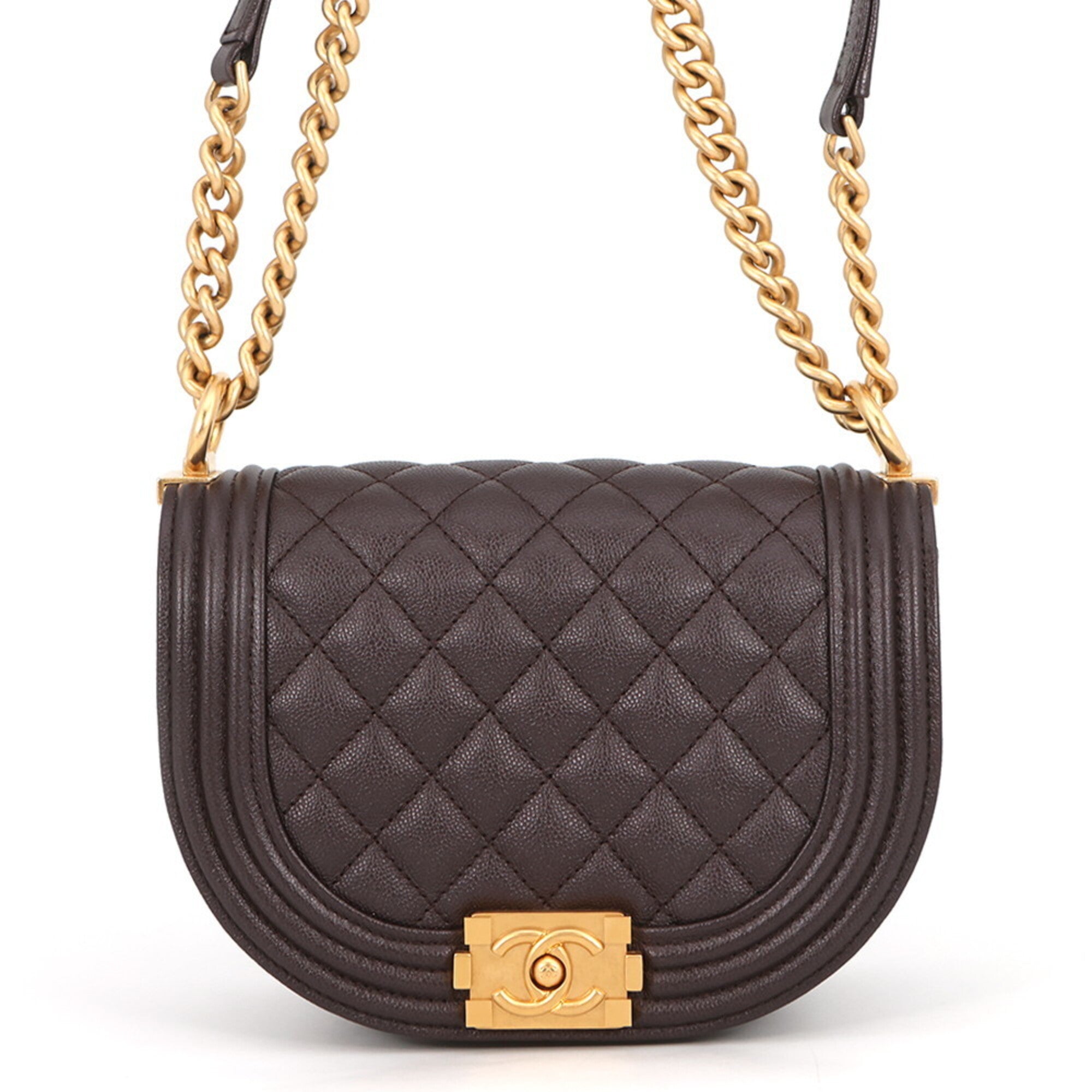 Chanel Brown Grained Calfskin Shoulder Bag (Pre-Owned)
