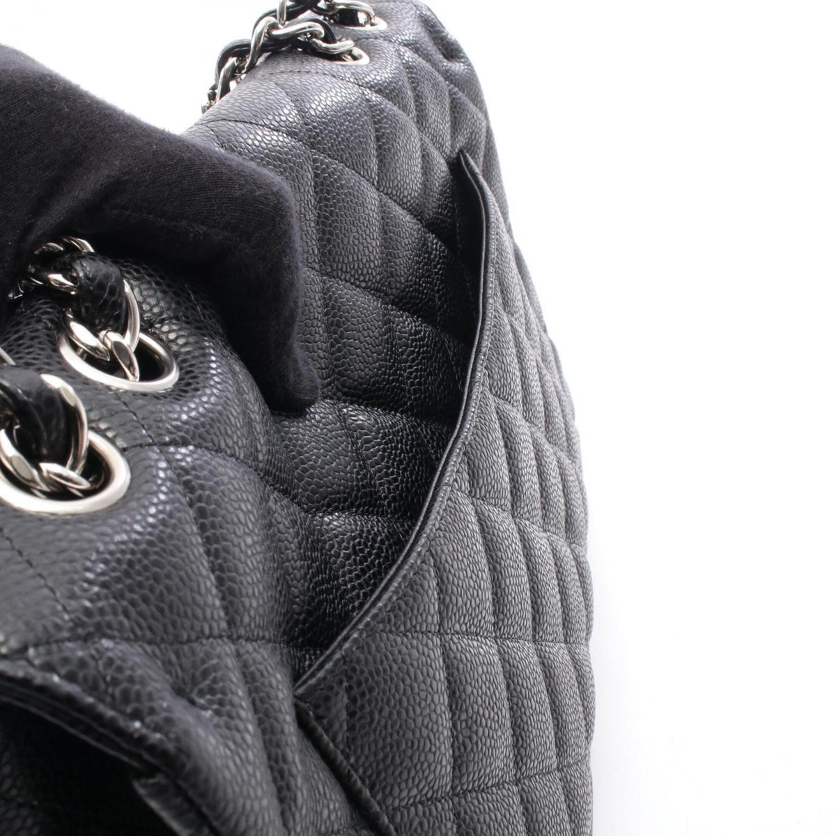 Chanel Black Grained Calfskin Handbag Shoulder Bag (Pre-Owned)